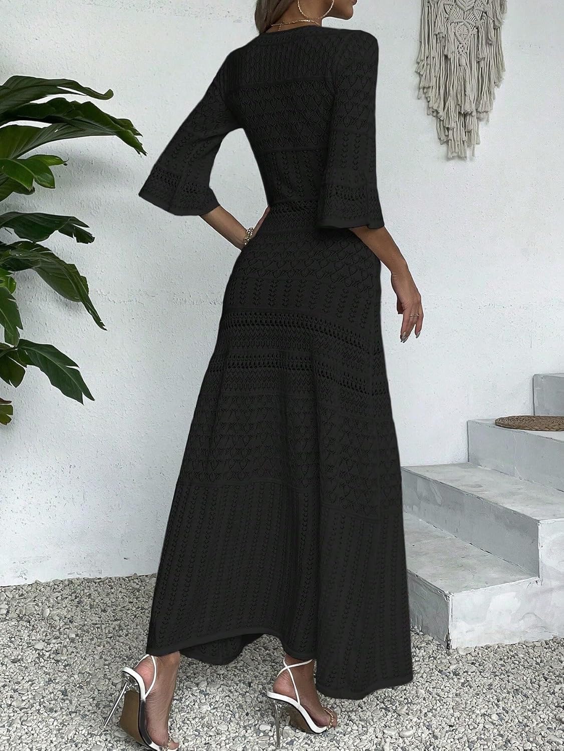 swimsuit coverup for women Sleeve V-Neck Knit Cover Up Dress
