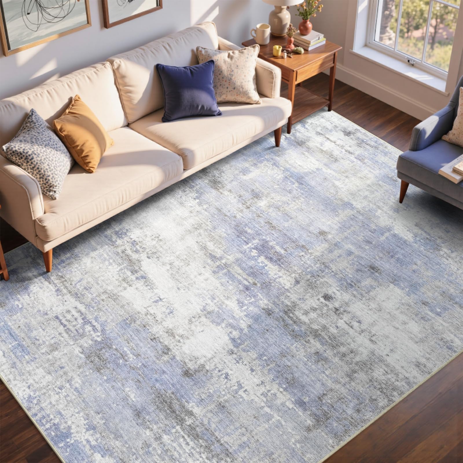 similar to…6x9 ft large area rugs for living room, soft non-slip washable rugs modern abstract pattern carpet for bedroom indoor floor nursery home decor (blue/white)