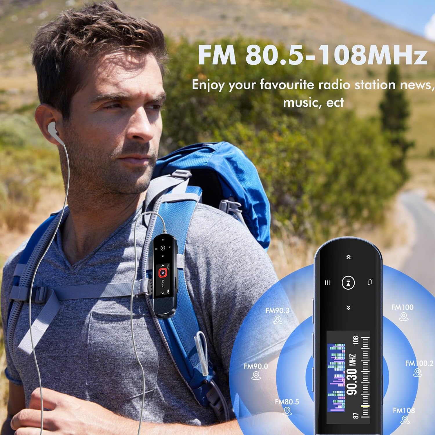 RUIZU 64GB USB MP3 Player with Bluetooth 5.3, Clip Jam Portable Music Player for Sports Running, USB MP3 Player Stick with FM Radio, Voice Recorder, Digital Audio Shuffle Repeat, Phone File Transfer - Image 6