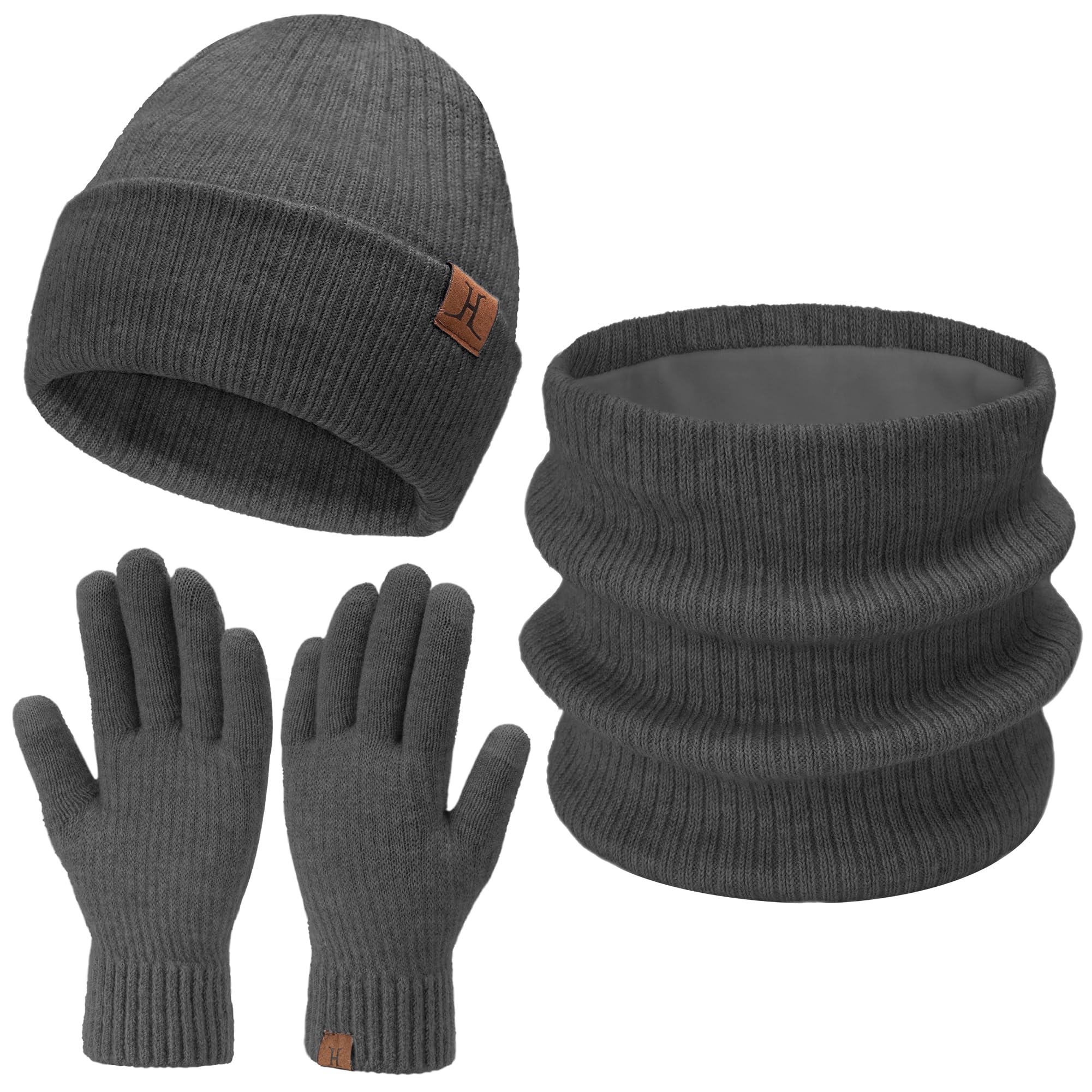 Mujer Hombre Invierno Termicos Gorro Beanie Bufanda Conjunto Tejido Slouchy Gorros Infinity Bufandas para Mujeres Hombres