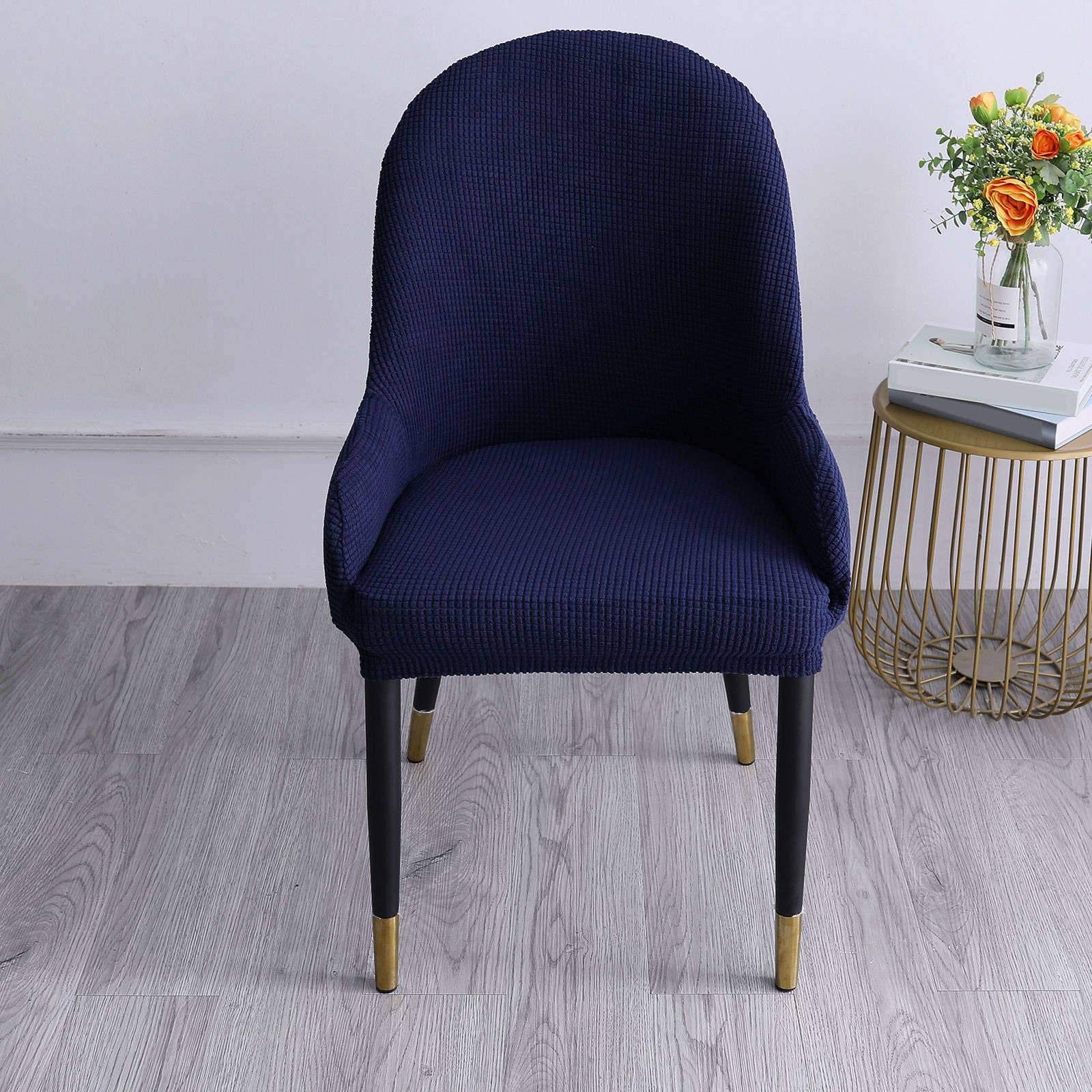 Funda elástica para silla de comedor con respaldo curvado, funda extraíble y lavable para cocina, banquete y fiesta, juego de 2 unidades, color azul marino