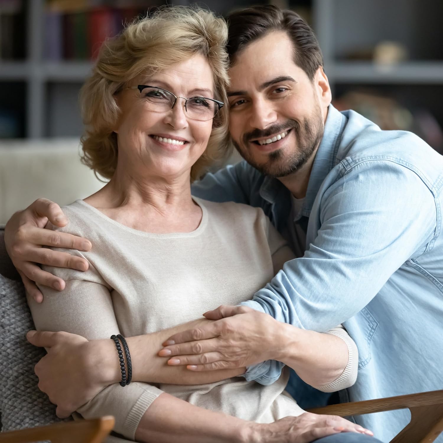 LUXEJEW Gifts for Men - Beaded Leather Bracelet 6mm Matte Agate Stone Bracelets for Men Dad Son Husband Boyfriend Grandpa Grandson Brother Uncle Nephew Adjustable Magnetic Clasp - Image 2