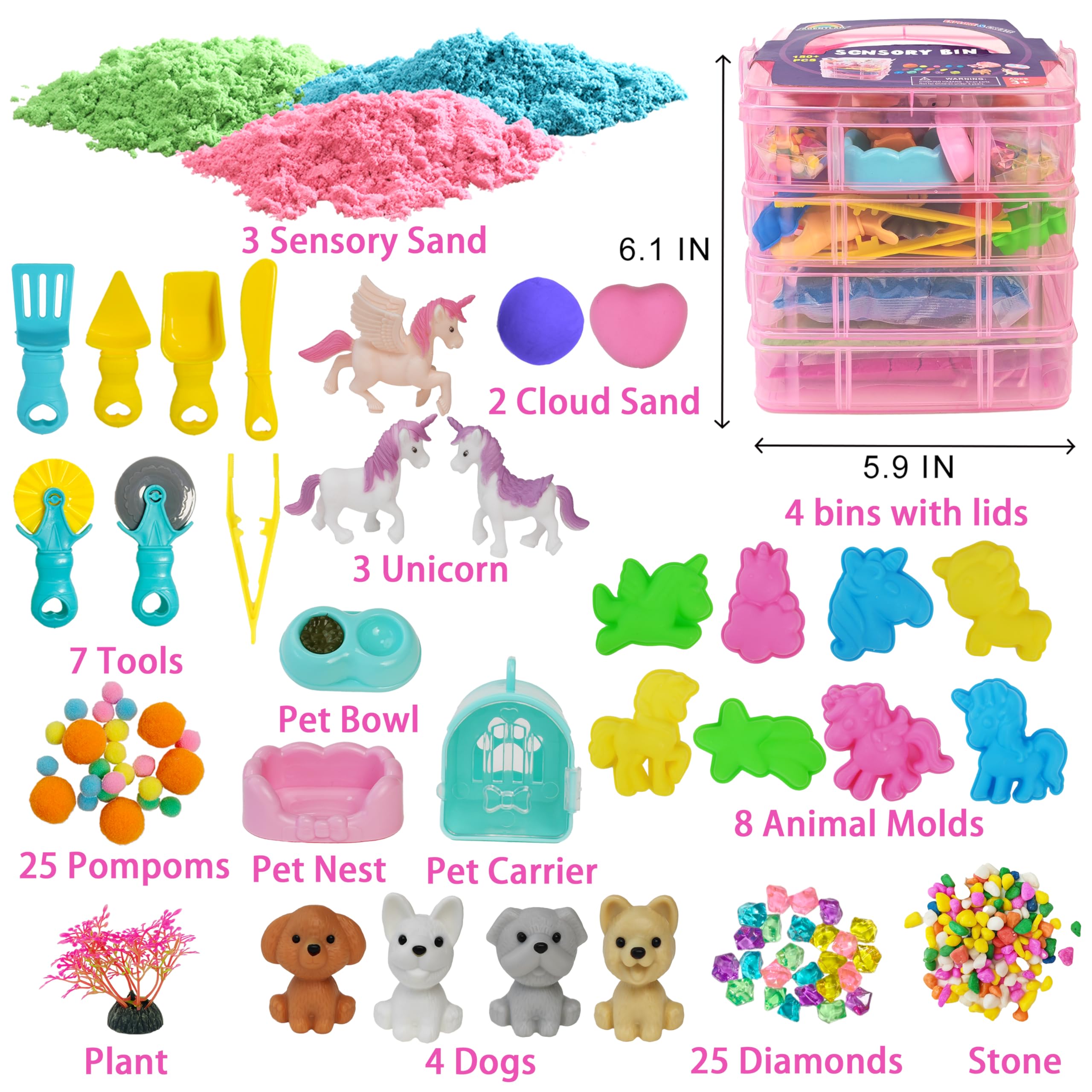Stackable Sensory Bin, Unicorn & Pet Sensory Sand - Image 2