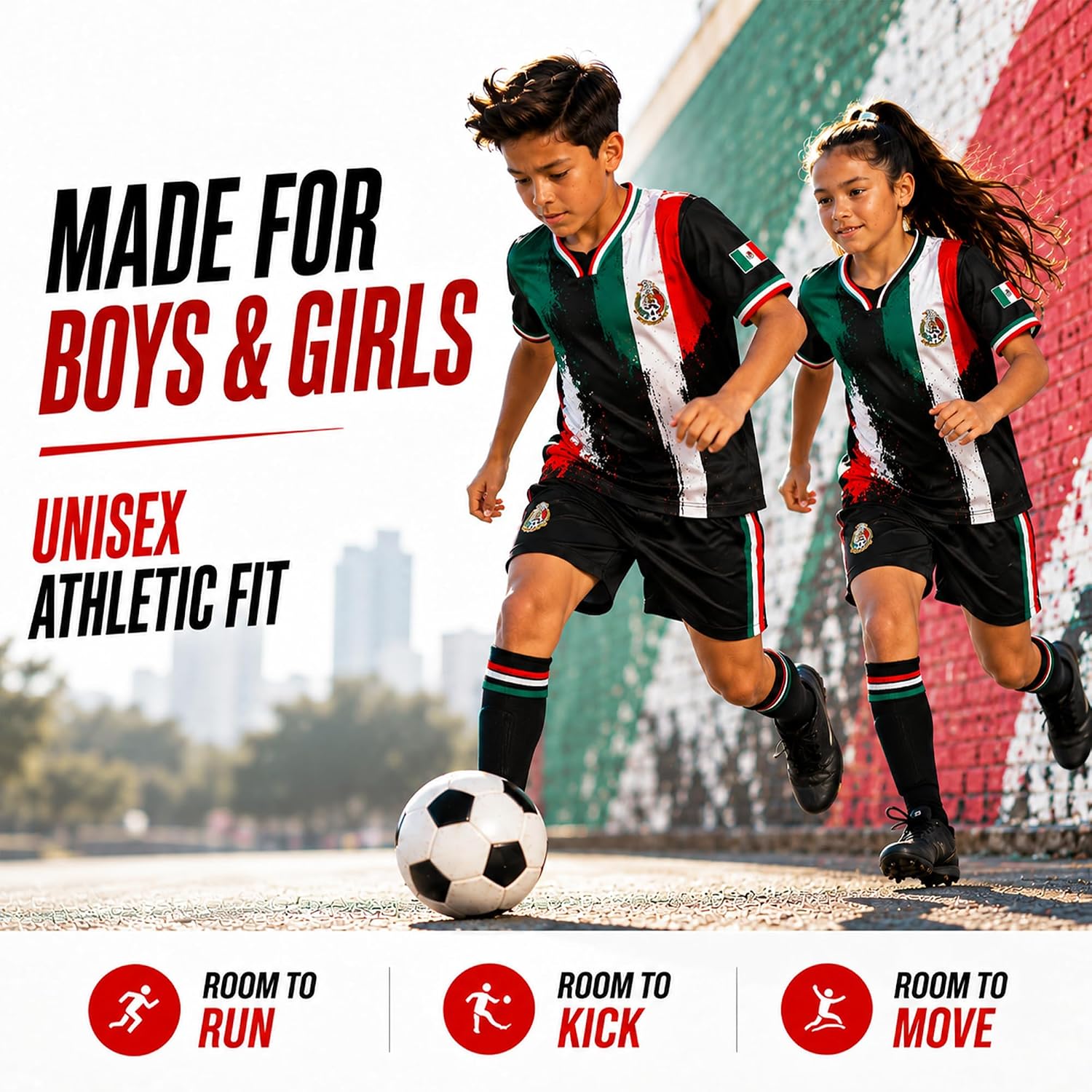 fox & fury Kids Soccer Jerseys Set, Unisex Shirt & Shorts for Boys & Girls!