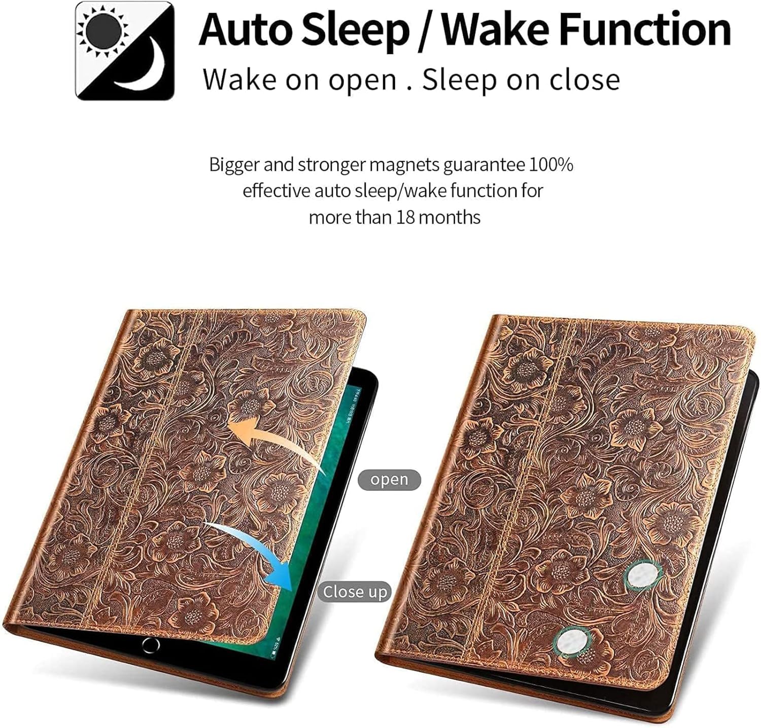 Gexmil Case for New Ipad Pro 12.9 Inch 2022/2021 inch (6th/5th Gen),Genuine Leather Ipad Pro 12.9 Cover(2020/2018),Made from Real Leather Cowhide (Pattern-Brown) - Image 3