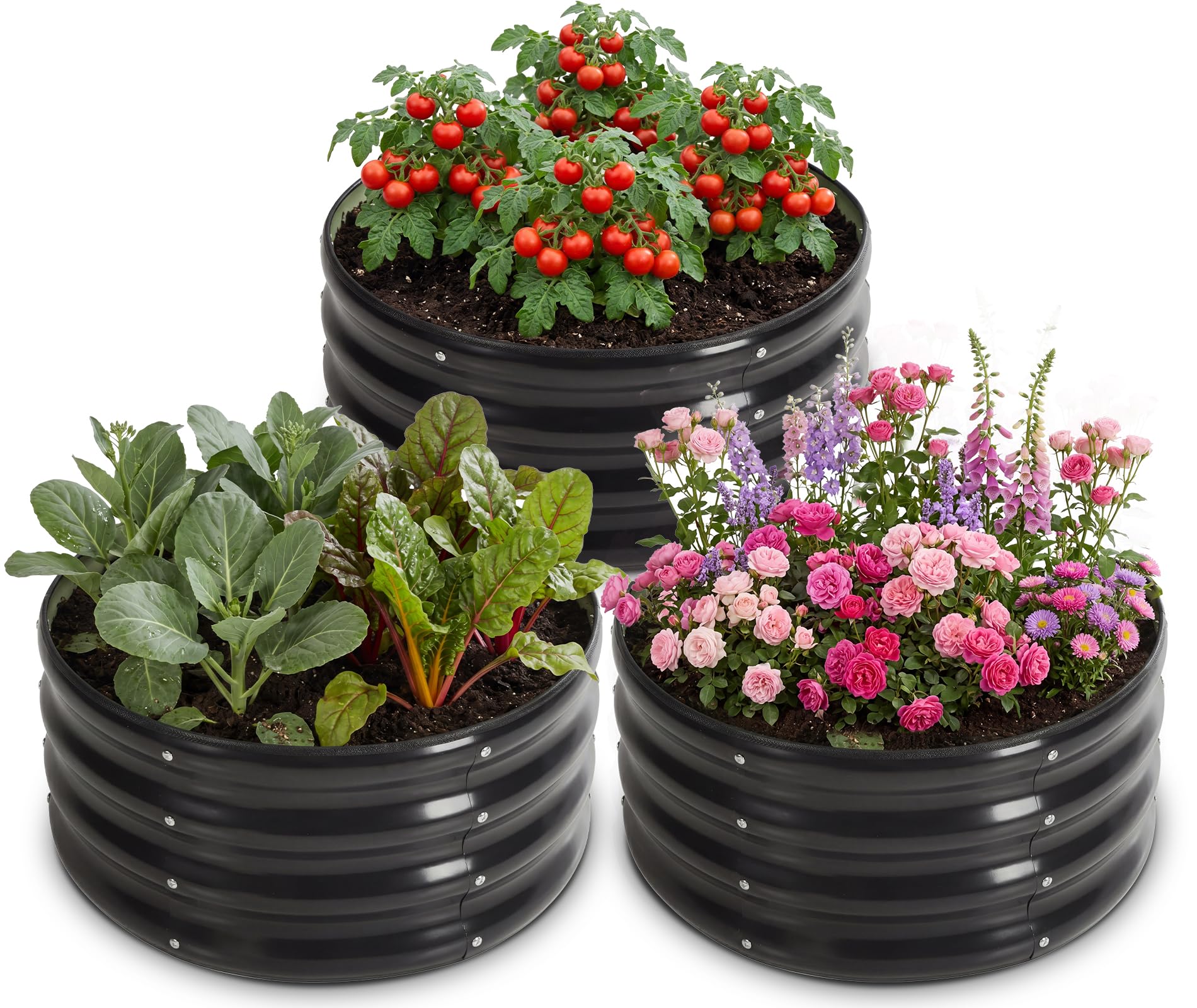 Tegarbed 3-Pack Round Planter