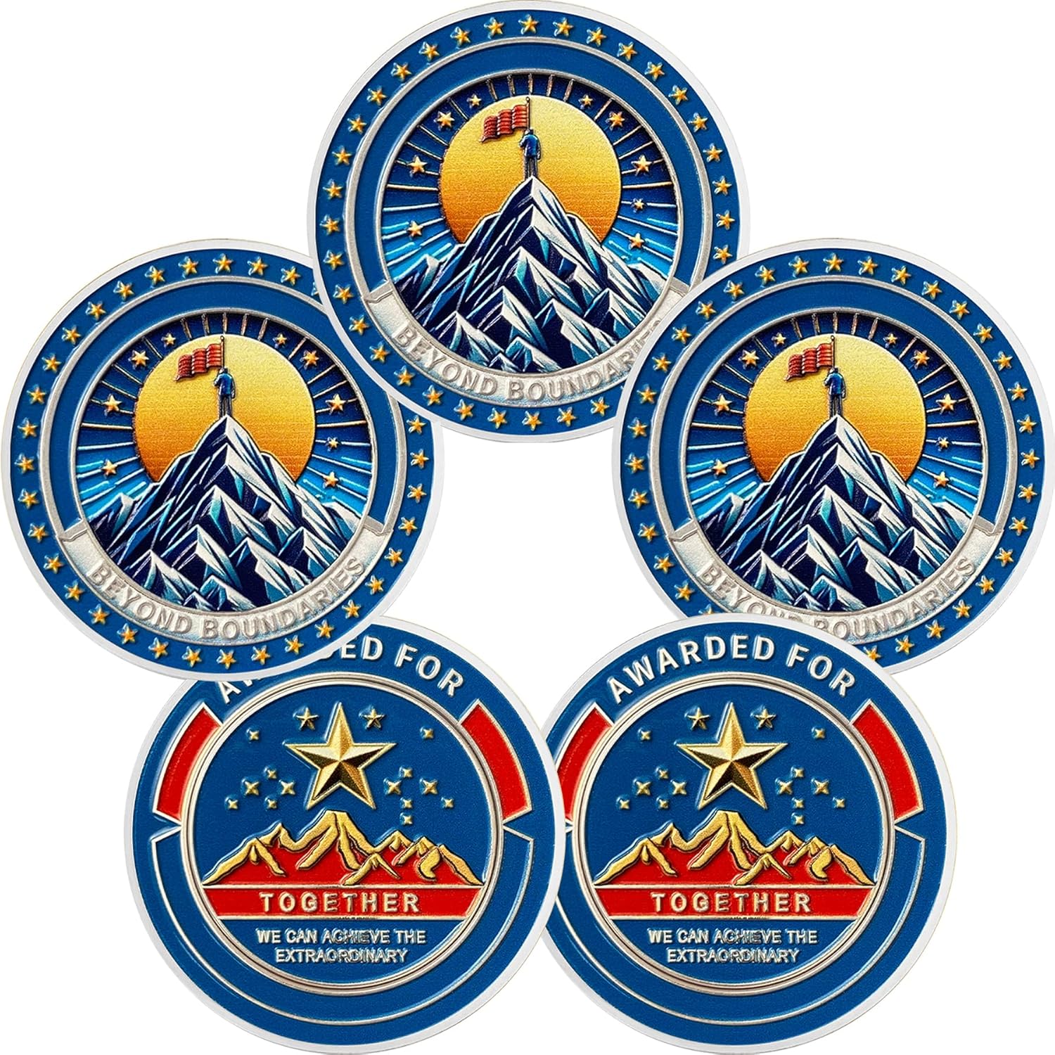 BHealthLife 5 Pcs Employee Appreciation Coins Bulk - Milestone Achievement Award Coins for Employe - Incentives Token Appreciation Gifts for Employees Coworkers Staff