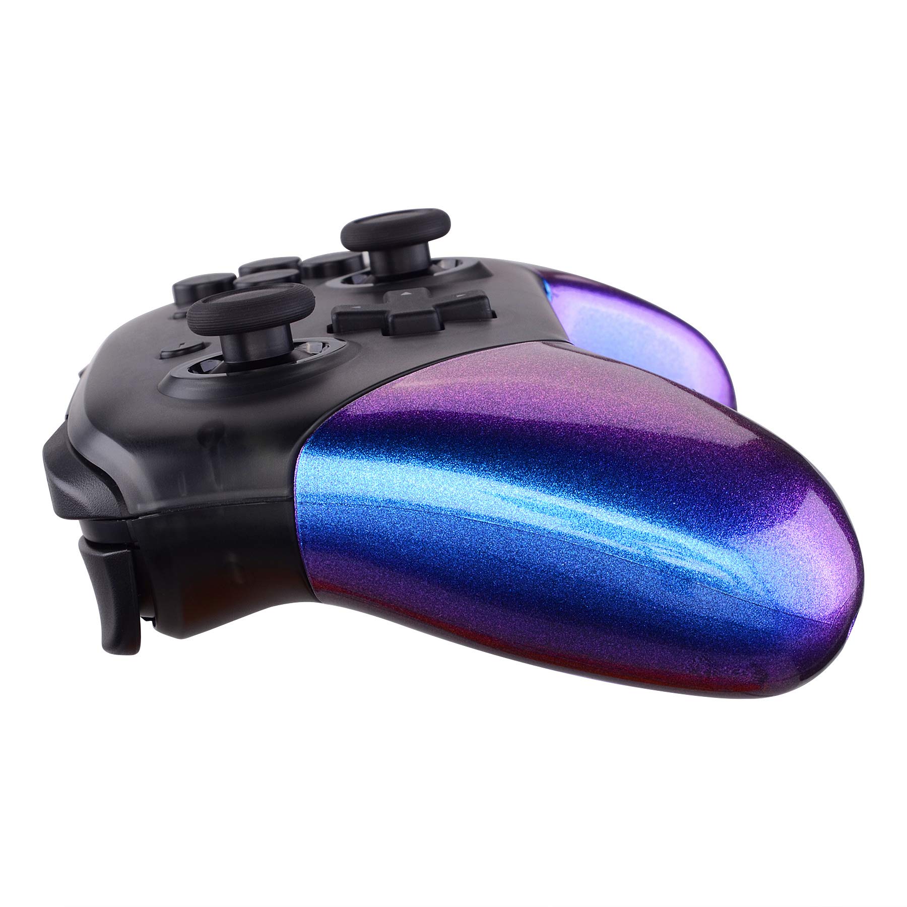 eXtremeRate Coque Poignée Grip de Remplacement pour Nintendo Switch Pro Manette, Coque Customisé de Poignée Grip pour Manette Switch Pro, Coque de Poignée Grip Coloré Caméléon Violet Bleu