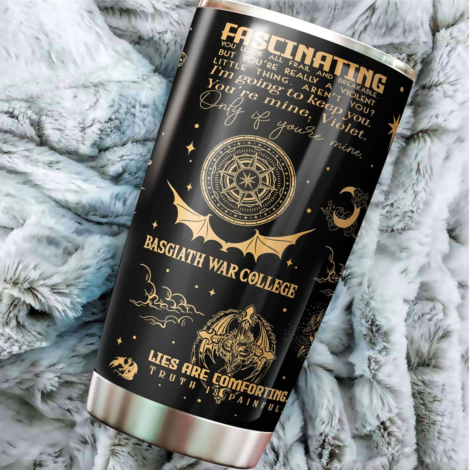 Kozmoz Inspire Basgiath Gifts - War College Tumbler - Fourth Dragon Rider Book Mug - Fantasy Bookworm Cup - Dragon Wing 20 Oz Tumbler - Wing Gifts For Book Lovers on Christmas, Birthday - Image 2