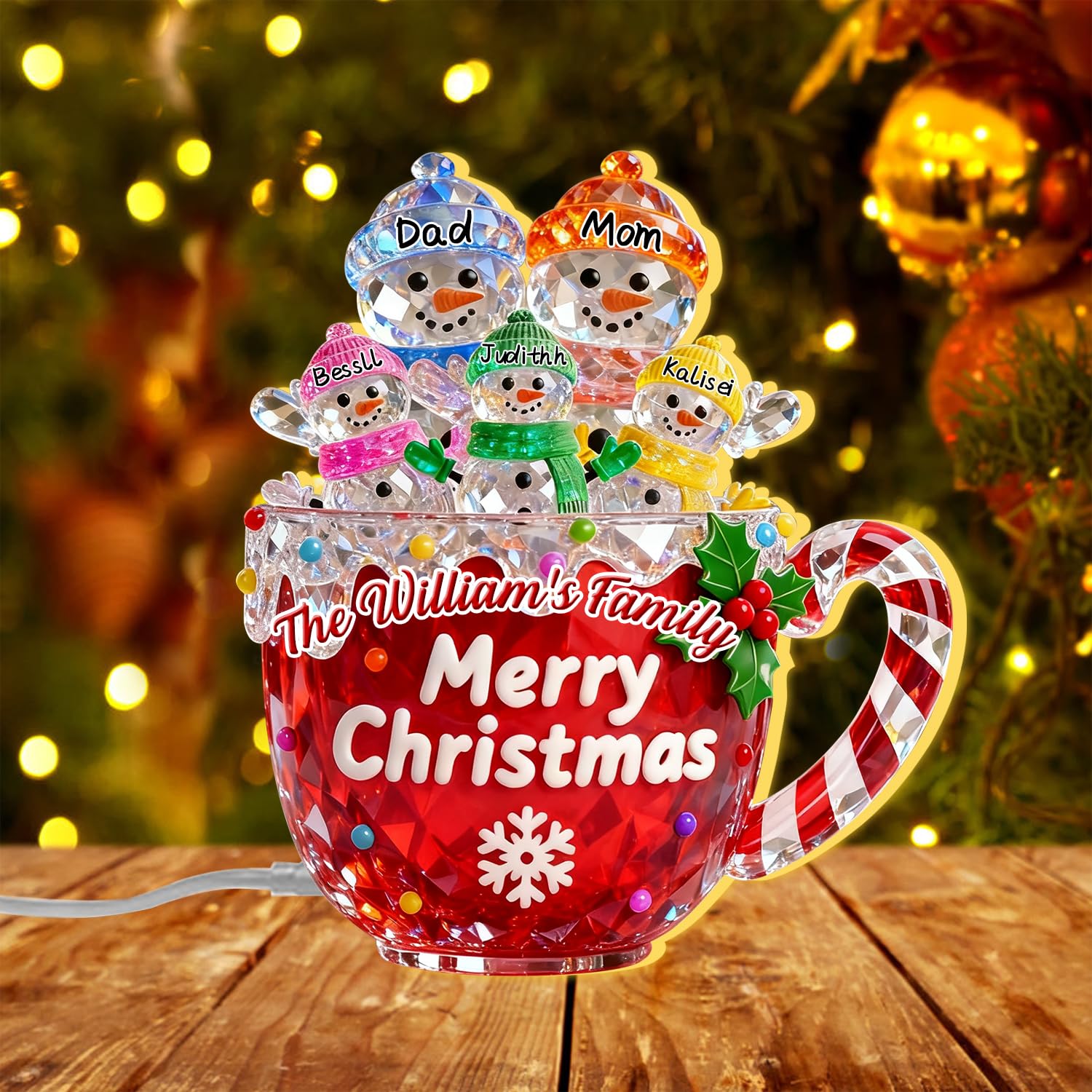 MYZQIFF Personalized Snowman Grandma, Grandpa, Grandparents and Grandkids LED Light Box, Custom Family Grandkids Name Christmas Snowman Grandma Night Light Lamp Box Desk Decor for Gigi Nana (style10)