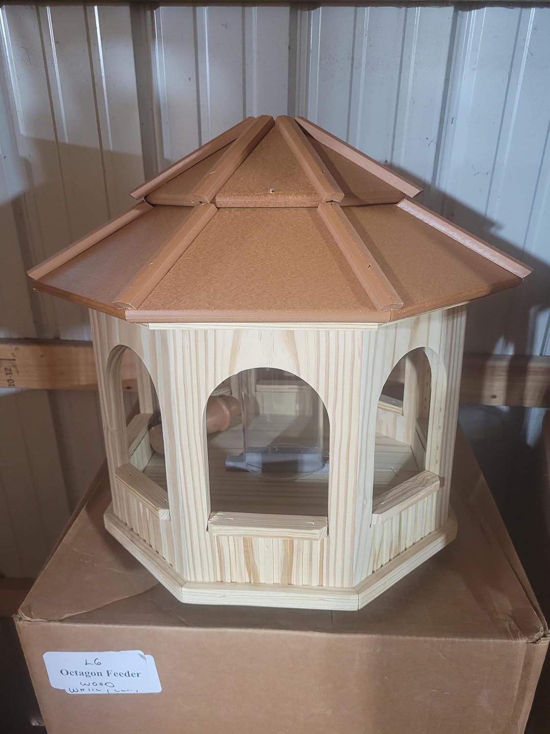 Large Wooden Gazebo Bird Feeder Octagon Amish Made