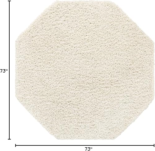 Miniatura 2 de Unique Loom Colección Solid Shag - Alfombra de área (6' 1" octogonal, blanco nieve)