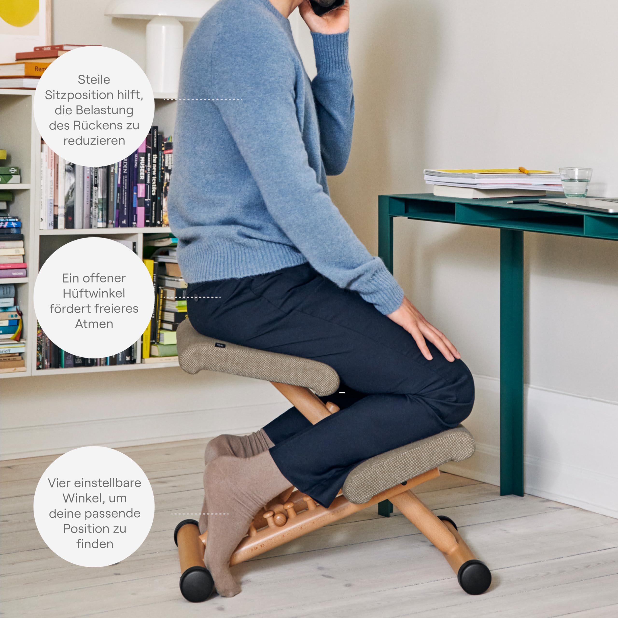 Varier Multi Klappbarer Ergonomischer Kniestuhl, platzsparender Hocker