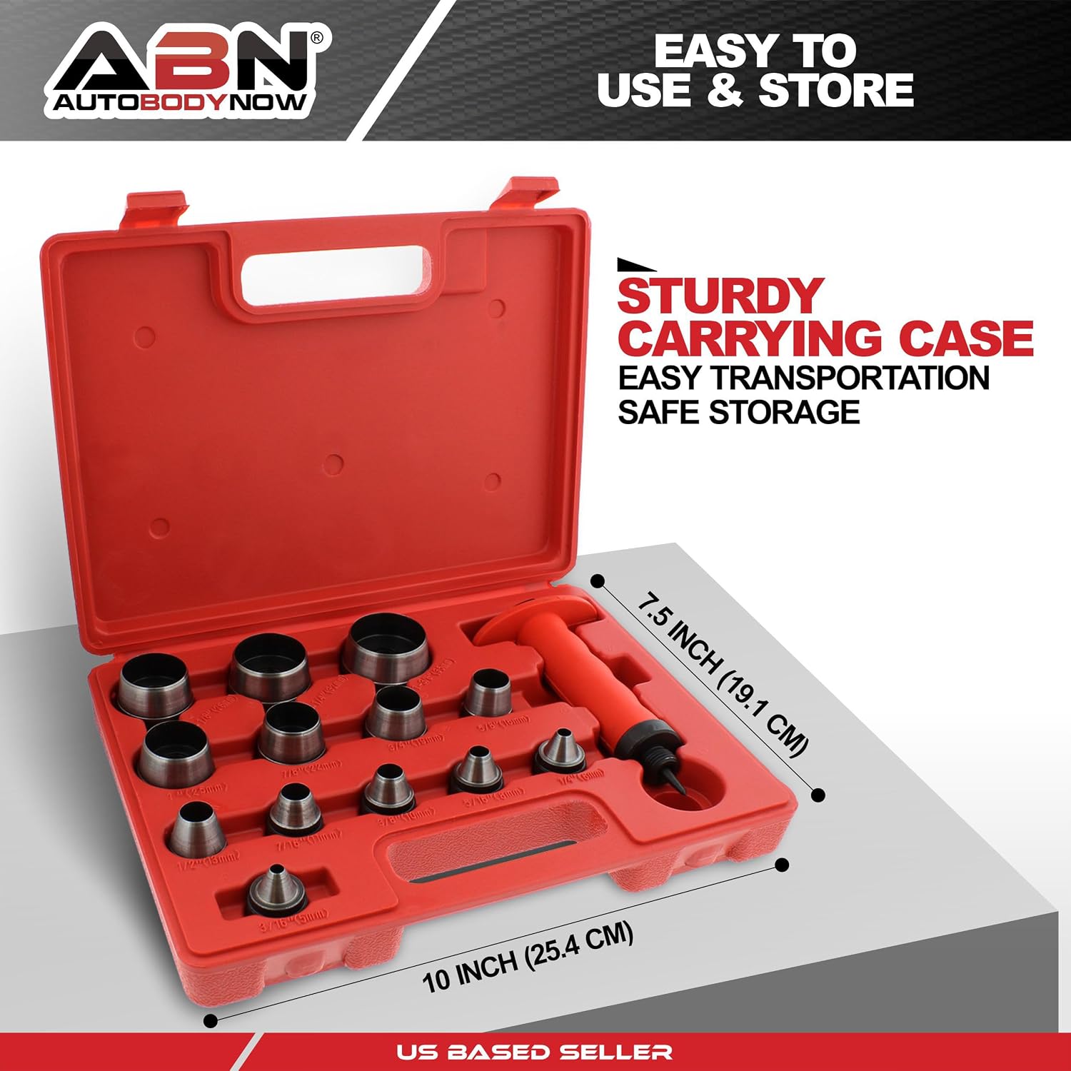 ABN Hollow Punch Kit Leather Punches Tools Hole Punch Set Gasket Punch Set Gasket Cutter 3/16 to 1-3/8in (5-35mm)
