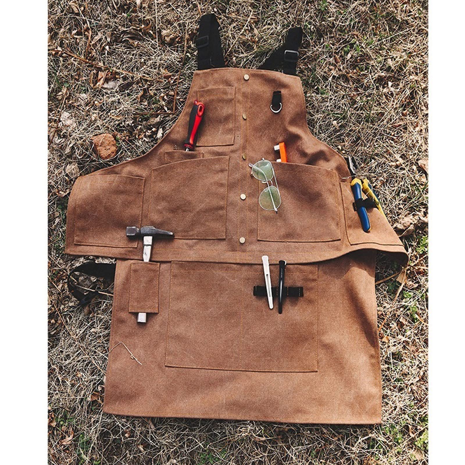 Delantal al aire libre, para camping, picnic, carpintería, hombre, mujer, lona, floristería siamesa, hogar, amarillo, Talla única