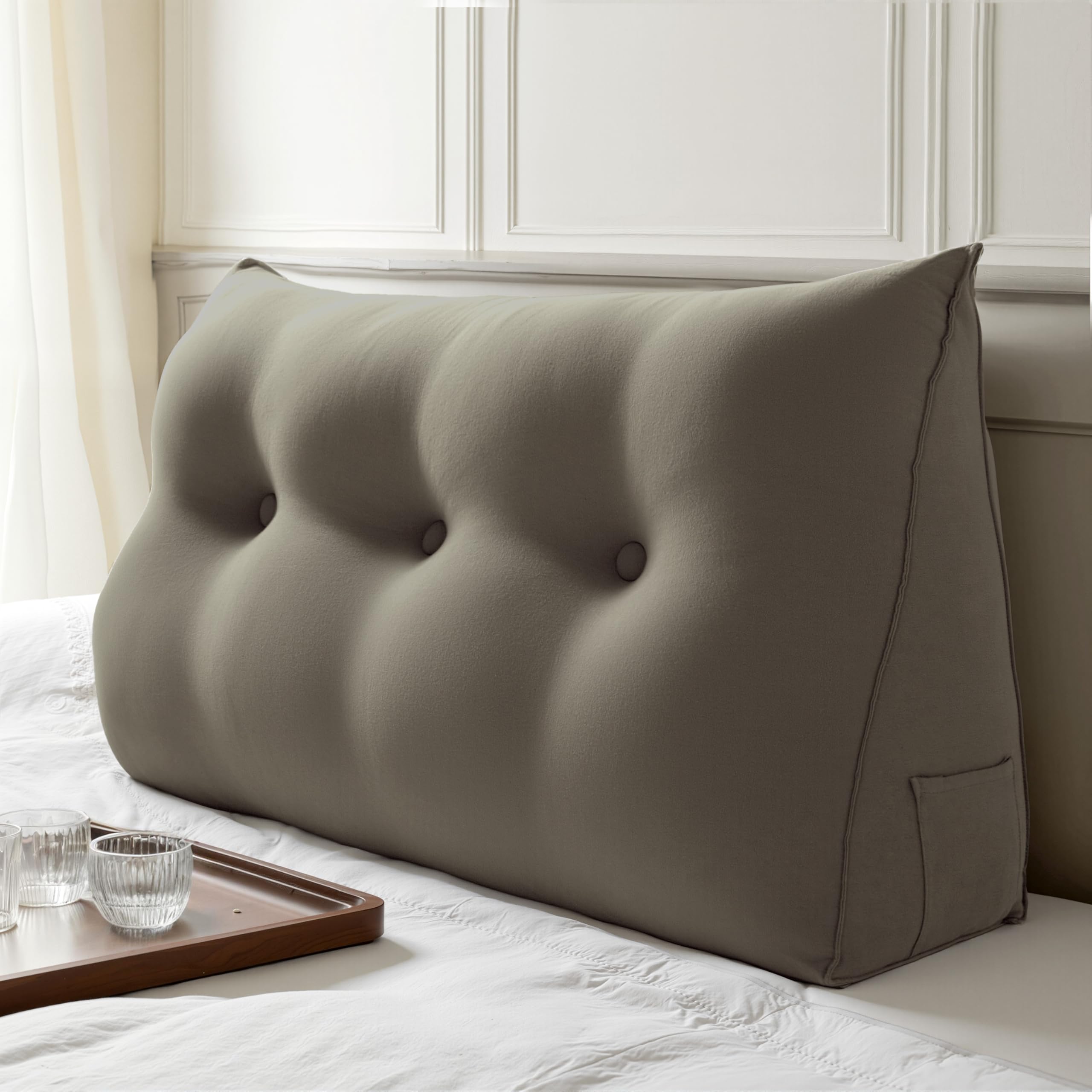 WOWMAX Multifunctional Upholstered Headboard Pillow Twin, Lgiht Gray