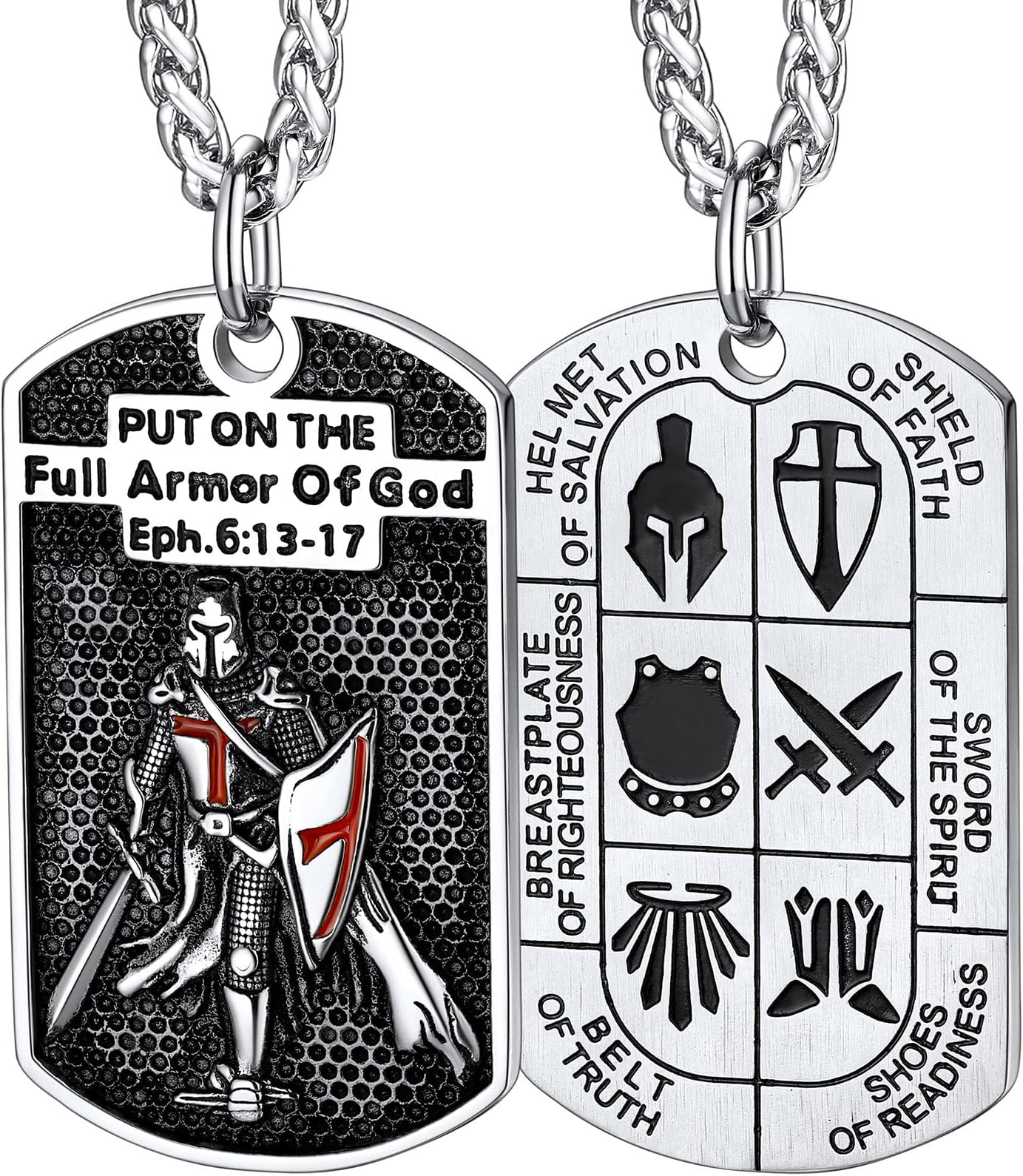 FaithHeart Knight Templar Necklace, Men's Medieval Jewellery Knights Templar Cross Pendant Necklaces Stainless Steel/Gold/Black, Talisman Amulet Gifts for Man Dad