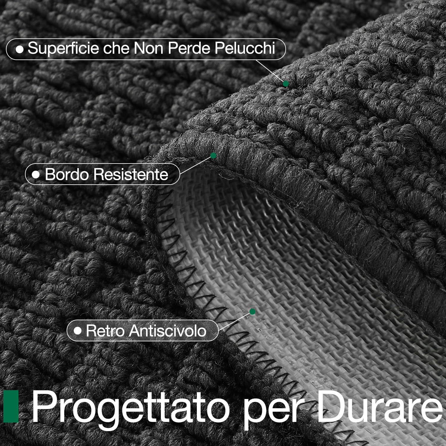LUMI Tappetino per Porta Lavabile Interno 90x150 cm, Antiscivolo con Fondo in Gomma, Assorbente per Polvere, Per Ingresso, Grigio