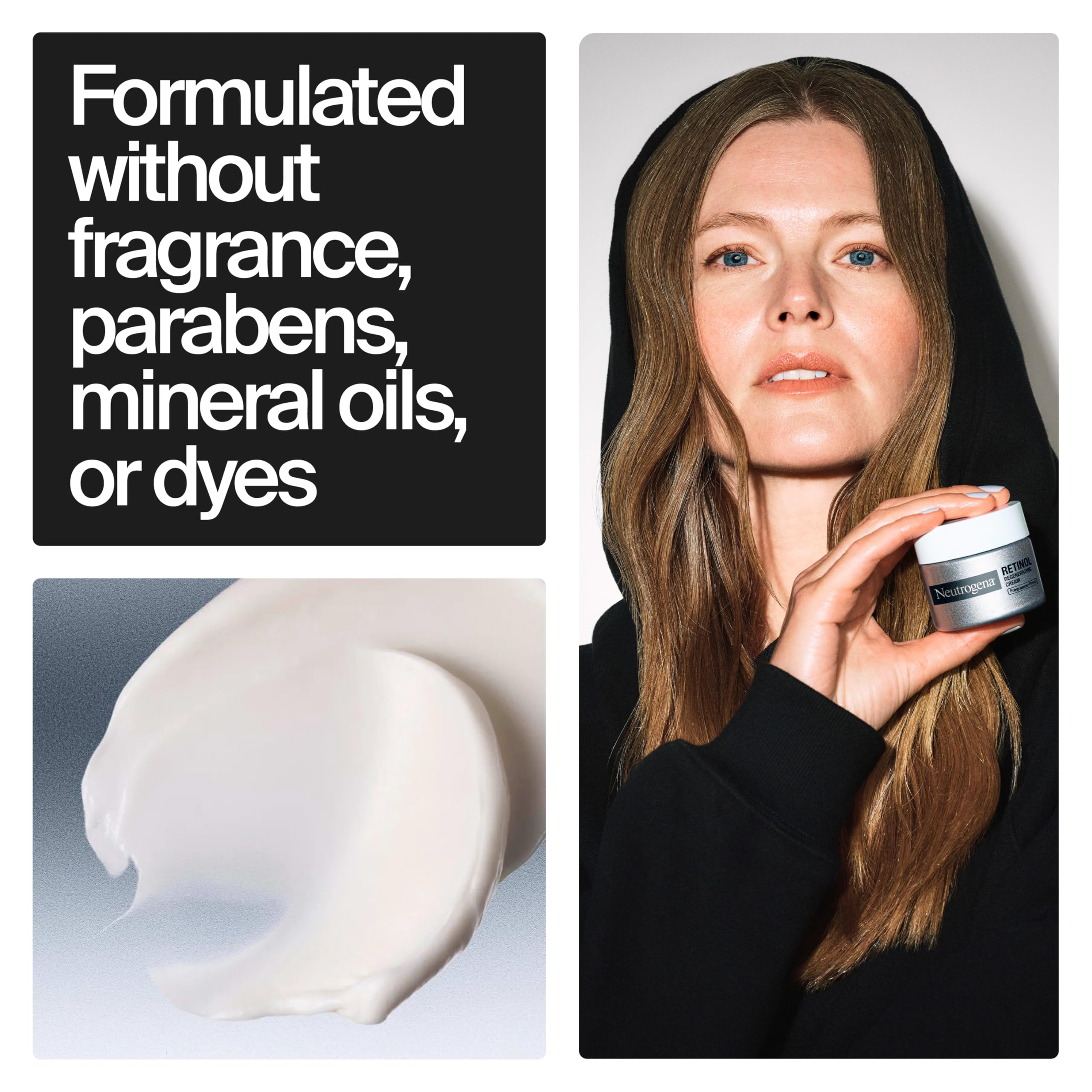 Neutrogena Rapid Wrinkle Repair Crème au Rétinol à l'Acide Hyaluronique, Crème Anti-Rides, Crème Hydratante , Éliminer les Taches Sombres pour le Visage, Crème de Jour et de Nuit 48,2 g