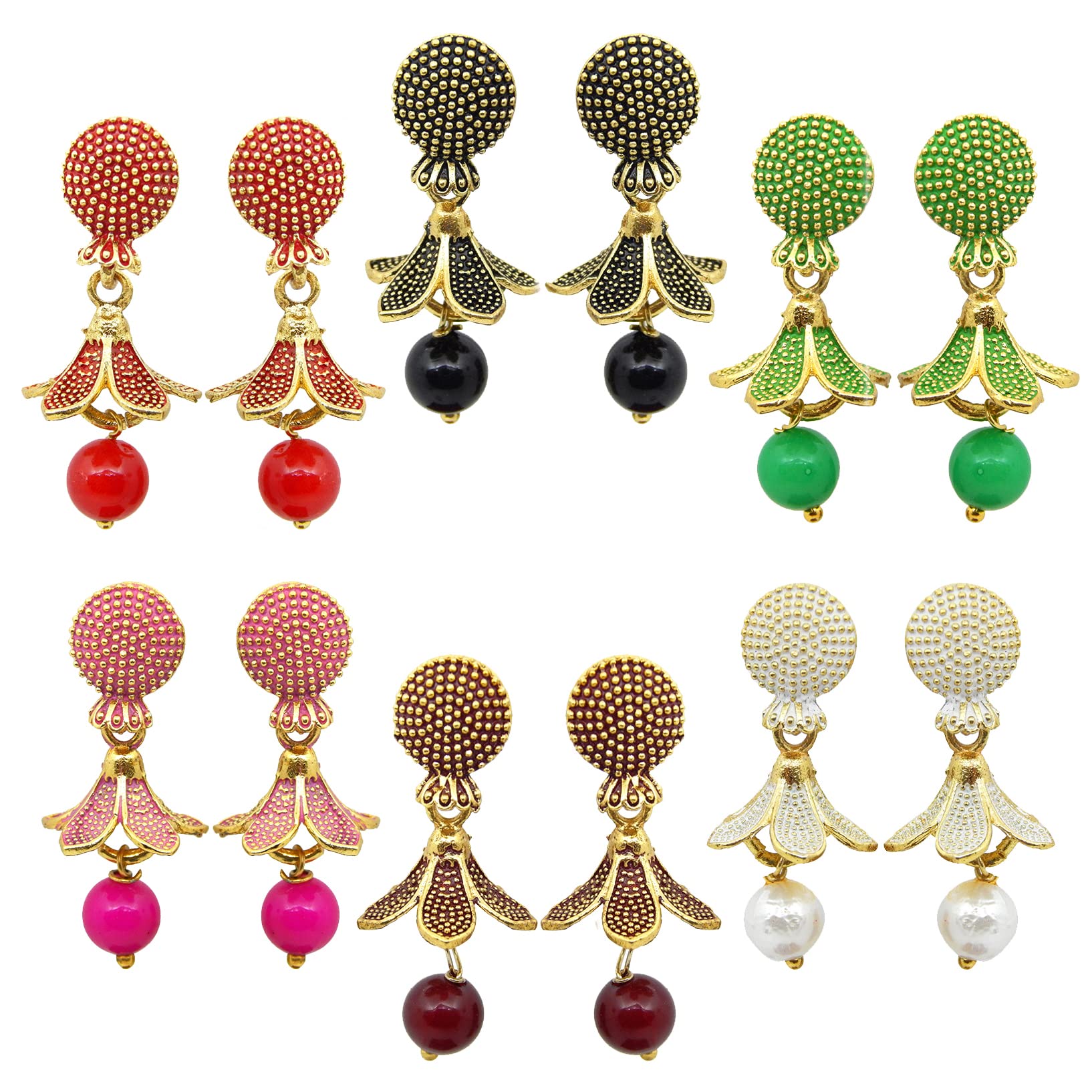 Fresh Vibes Traditional Golden Jhumki Earrings Combo for Women (Set of 6) Multi-color Small Jhumki Ethnic Ear Rings Set for Girls (B08JYCQJ1F) Amazon Price History, Amazon Price Tracker