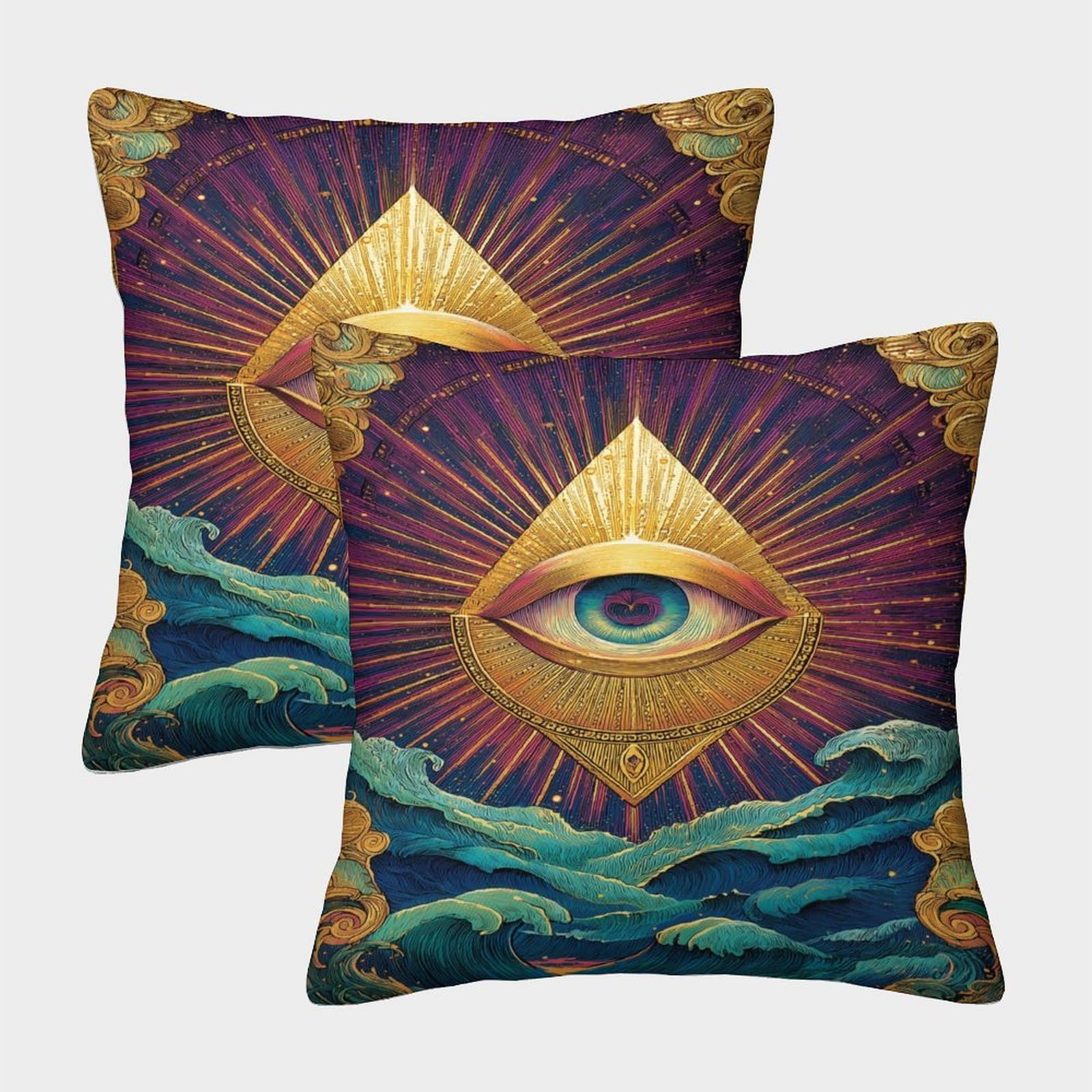 HWEICOIN 3D Printed Eye Square Pillowcases Dinosaurs Square Throw Pillow Decorative Super Soft Pack of 2 for Patio,Couch, Tent, Balcony And Sofa 45x45cm