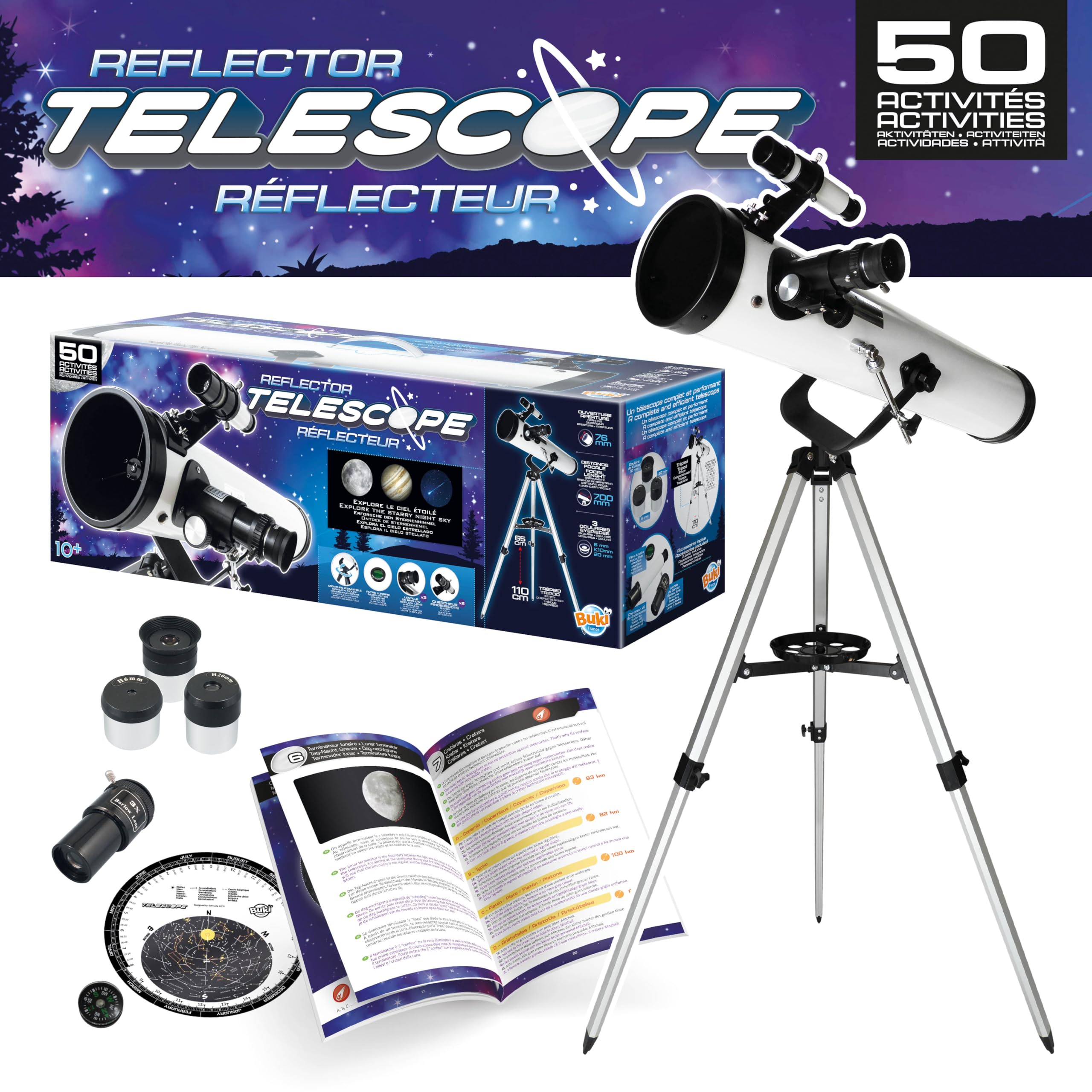 Buki Télescope réflecteur 50 activités