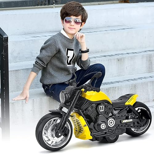 Miniatura 7 de Motocicleta de juguete, juguete de motocicleta con sonidos y luces, modelo de motocicleta de aleación 112 para niños, juguete de motocicleta de