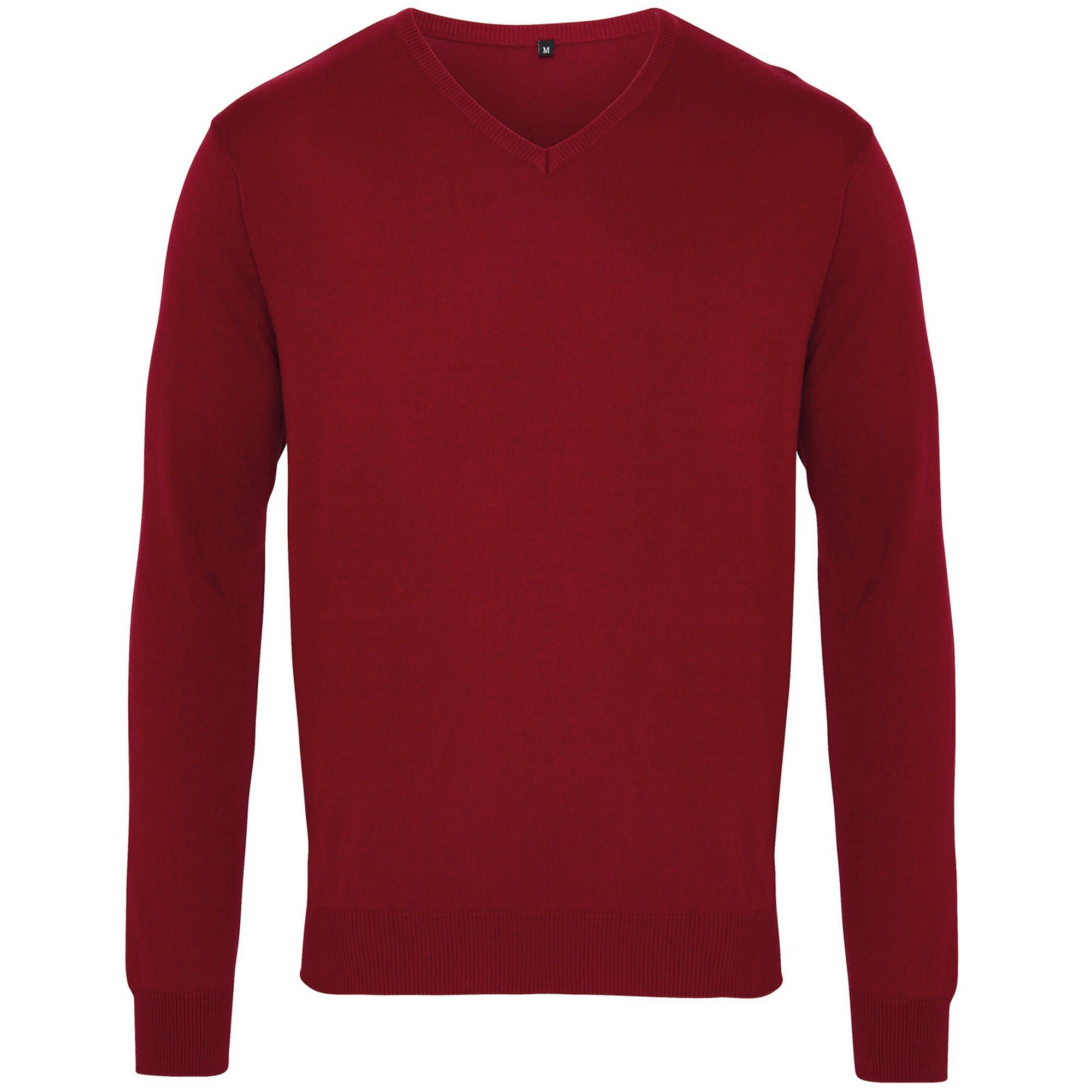 Premier Men's Burgundy V-Neck Knitted Sweater (L) (Burgundy)