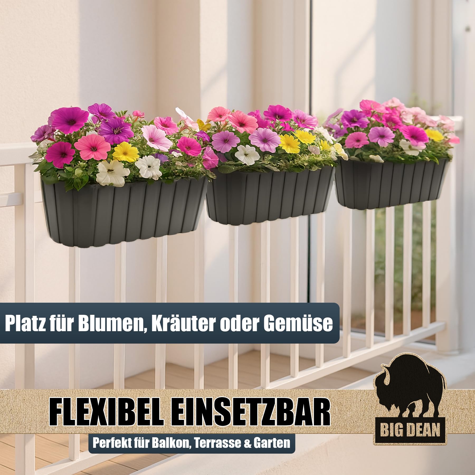 BigDean 4 Stück Blumenkasten Balkongeländer Balkon Blumenkasten Geländer