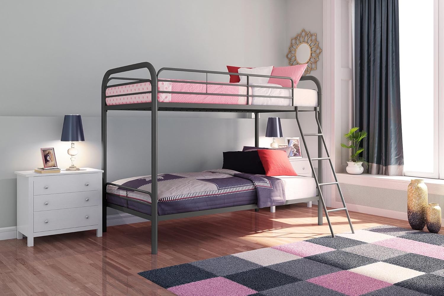 DHP TwinOverTwin Bunk Bed with Metal Frame and Ladder