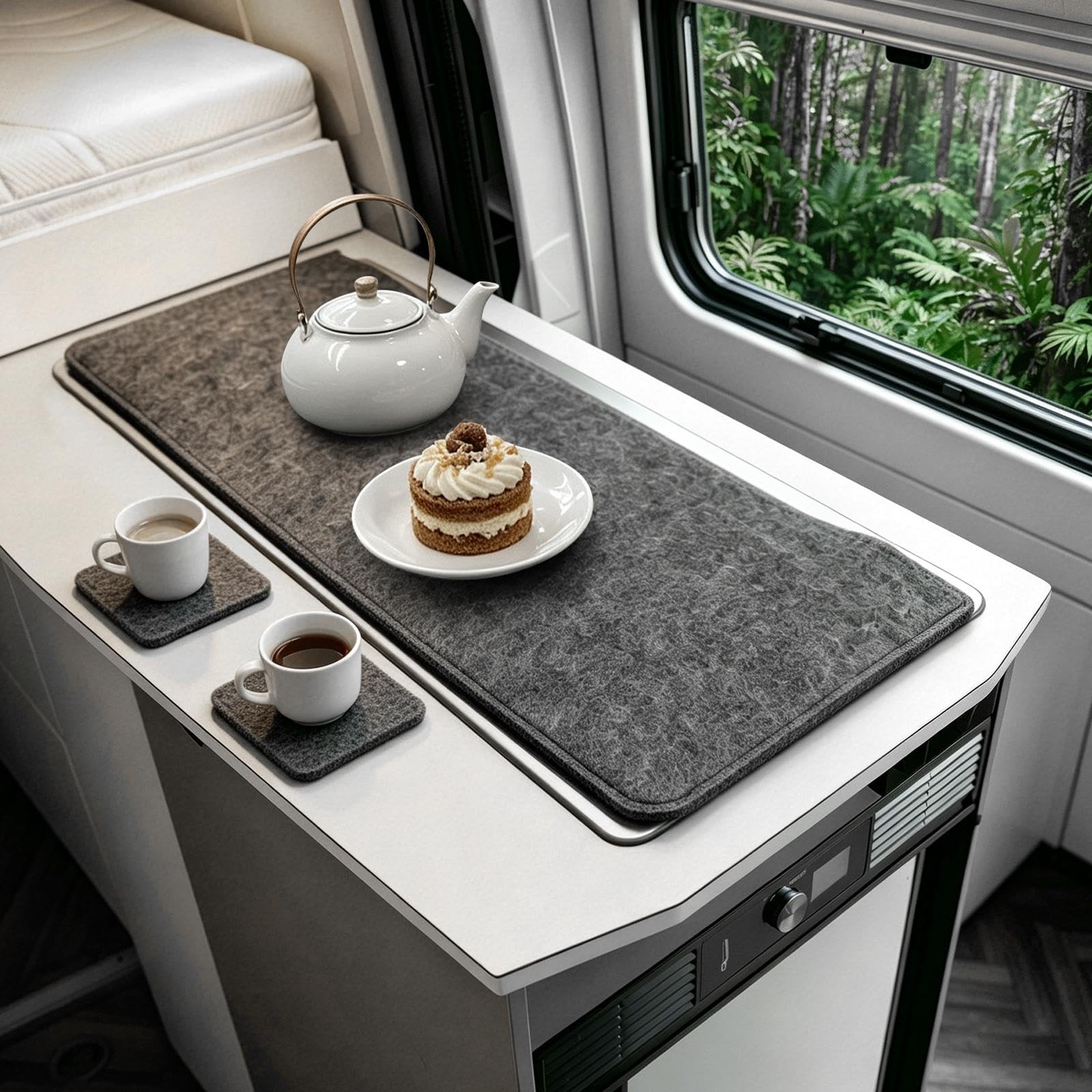 Wohnmobil Herdabdeckung aus 5 mm Filz, 71x31 cm Herd und Spülenabdeckung für Wohnwagen und Camper, 1000 g/m² hochdichter Filzabdeckung passend für Dometic Glasabdeckungen