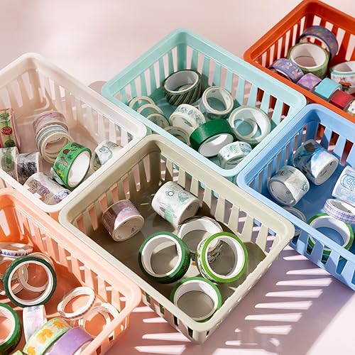 Miniatura 5 de Beeveer Cestas pequeñas para lápices de 6.1 x 4.7 x 2.4 pulgadas, bandejas portalápices para aula, coloridos cubos de almacenamiento de lápices de