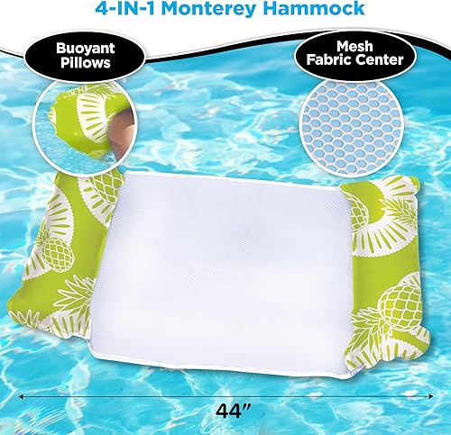 Miniatura 4 de Waterlife - Paquetes de 2-3-4 hamacas de piscina 4 en 1, flotador de silla de piscina inflable, hamaca de agua (sillín, silla de descanso, hamaca,