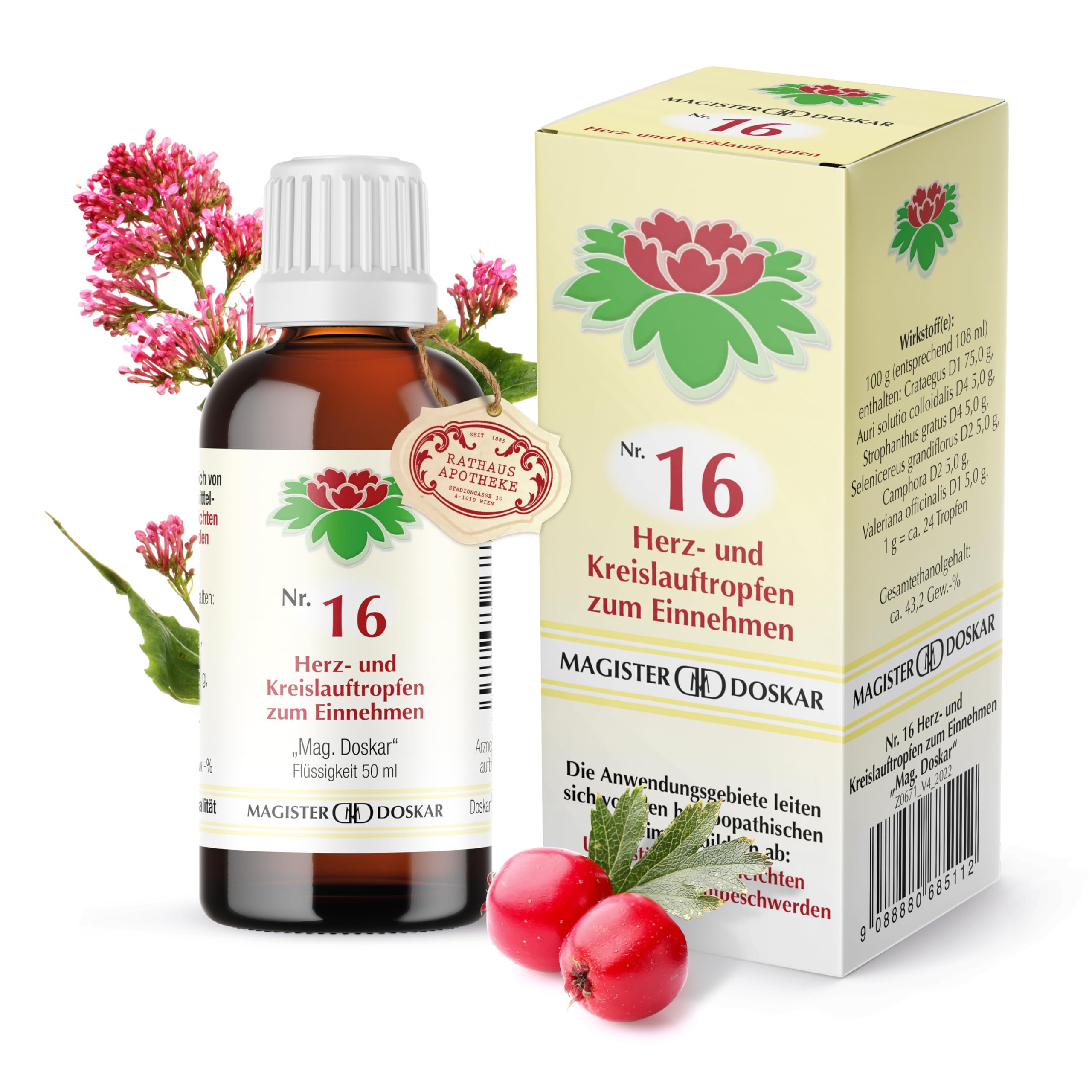 Tropfen Nr.16 - Homöopathische Herz- und Kreislauftropfen, 50 ml - reduziert Schwindelgefühle-Zur Unterstützung der Herzfunktion-Fördert die Durchblutung - natürliche Pflanzenextrakte