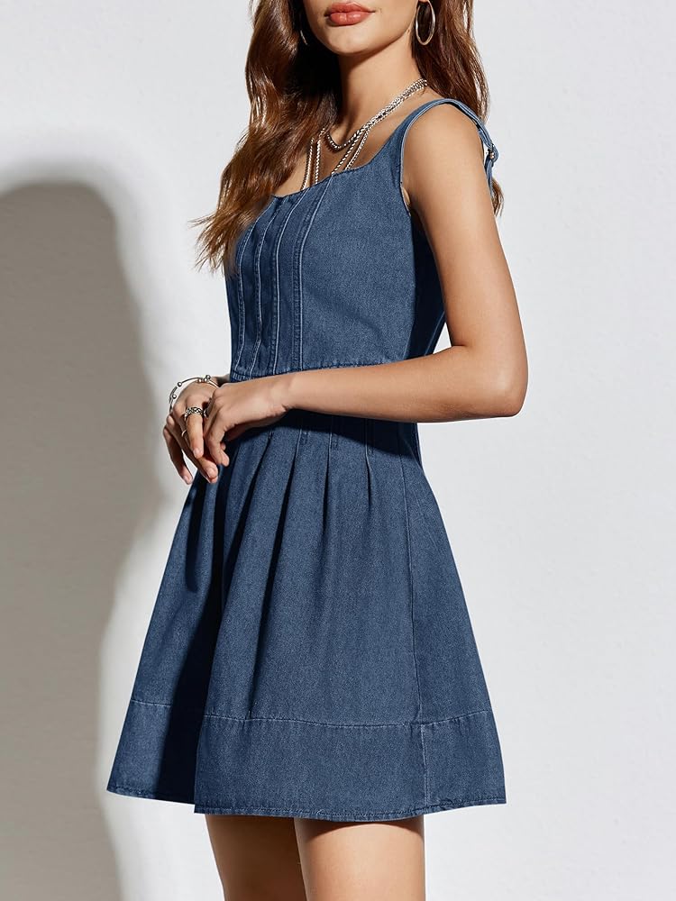 ワンピース andwang Slim tie pleats mini dress Slim tie pleats mini dress