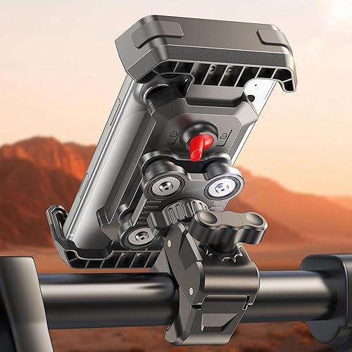 Soporte para teléfono de bicicleta vibración amortiguada mejorada, soporte de teléfono para motocicleta súper estable, rotación de 360 y bloqueo