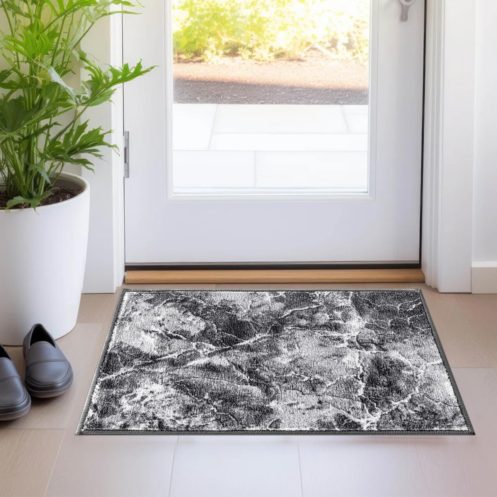 renoazul® Carpet Runners for Hallways Non-Slip Long & Wide Heavy-Duty Plain | 80 x 300 cm Super Absorbent Indoor Stair Carpet and Kitchen Anti-slip Floor Mats - Greeky Rug - Grey & Black — view 150