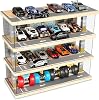 Saichotoy Toy Car Parking Garage - Freestanding Storage Display Case with Lights for 1/64 Scale Diecast Cars, 4 Levels 24 Spots Maximum 40 Cars (Car Not Included, Spot Printing Scene)