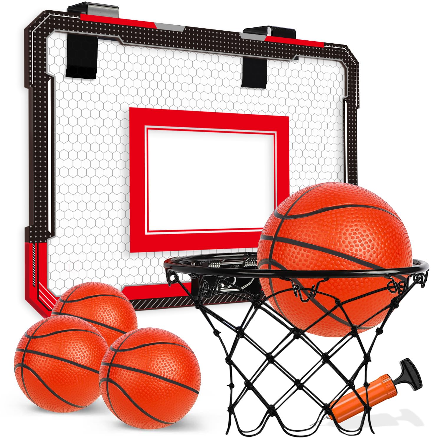 TOY Life Basketball Hoop Indoor Basketball Hoop for Kids Over The Door Basketball Hoop Room Office Mini Hoop Basketball Hoop Indoor Kids Teens Adults Basketball Toy Basketball Goal with 4 Balls