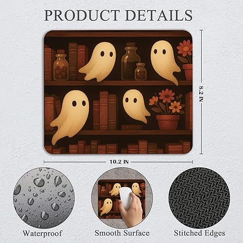 Miniatura 2 de Cute Gothic Mouse Pad - Retro Goth Dark Office Supplies Desk Decor, Square Waterproof Non-Slip Rubber Base Ghost Mousepad for Computers Office