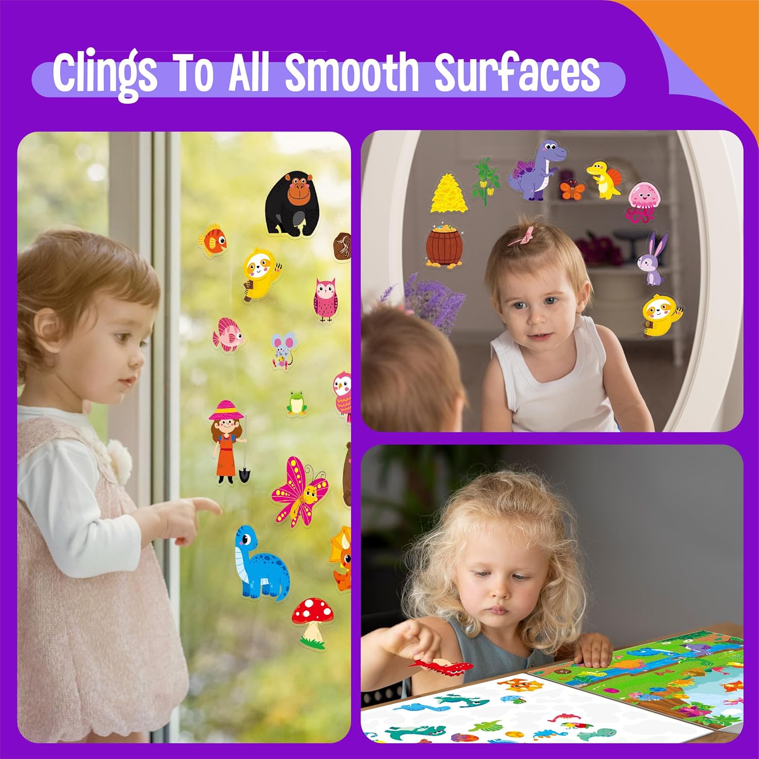 Reusable Sticker Activity Pad, 5 Large Size Scenes, 5 Coloring Pages & 270 Reusable Stickers, Statistic Sticker Pad for Preschool, Kids - Image 7