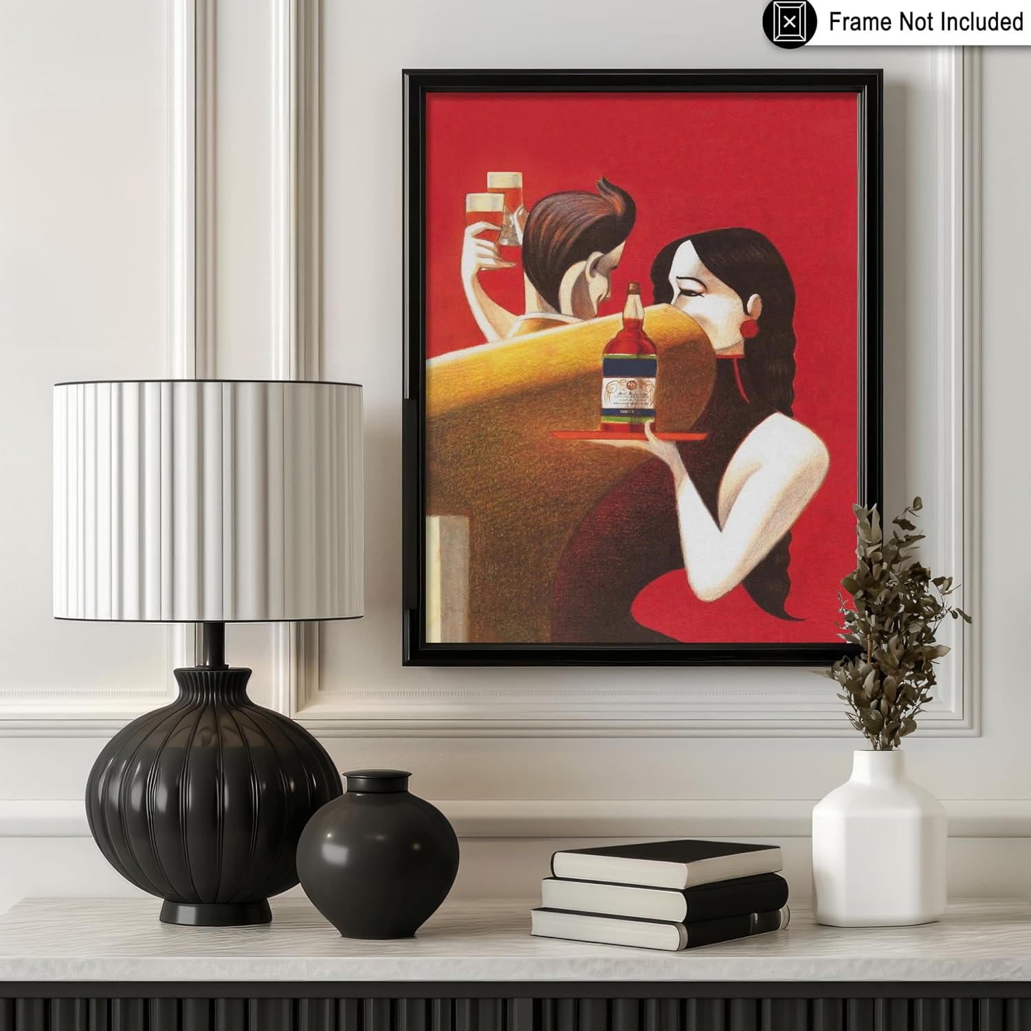 Poster Master Vintage Liquor Poster - Retro Couple Drinking Print - Alcohol Art - Romantic Gift for Men, Women, Bartender - Chic Decor for Bar, Man Cave, Kitchen, Restaurant - 8x10 UNFRAMED Wall Art