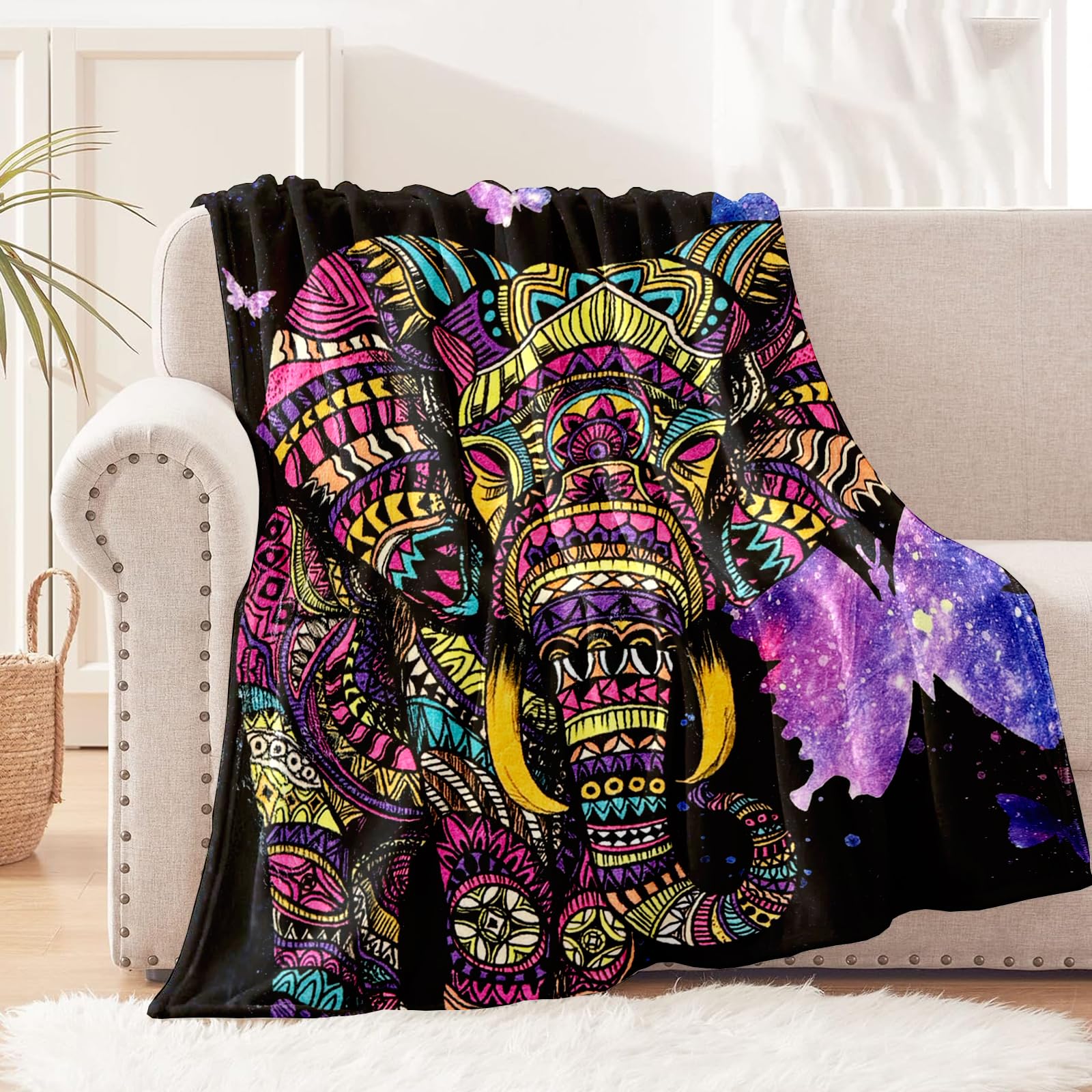 Vencede Elephant Blanket Adult Elephant Throw Blankets for Women Elephant Gifts for Women Girls Baby Kids Soft Elephant Blankets Fuzzy Elephant Blanket Used for Sofa, Couch Chair, Bed?40