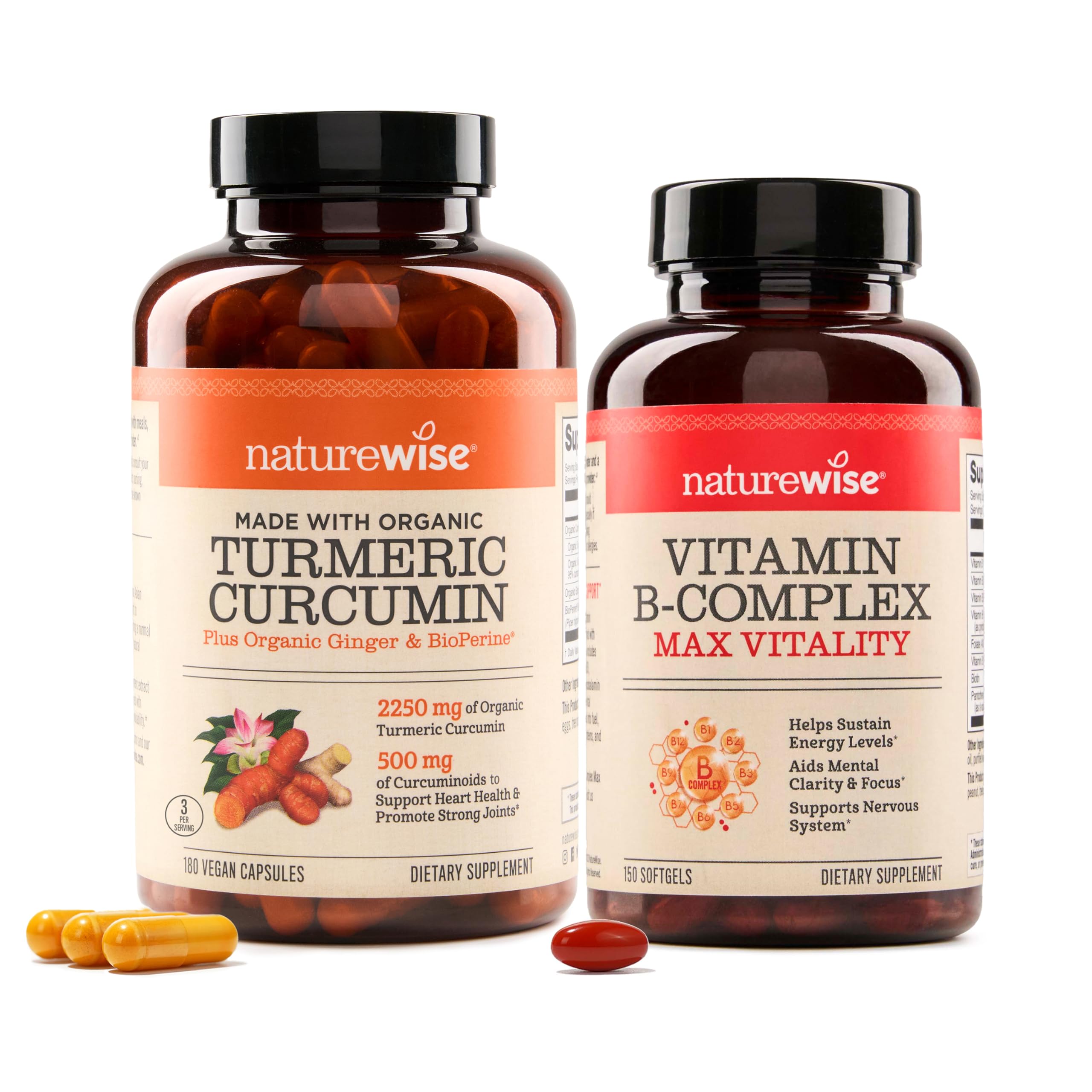 NatureWise Curcumin Turmeric 2250mg & Vitamin B Complex for Women and Men - 150 Softgels Cellular Energy Mental Clarity Support