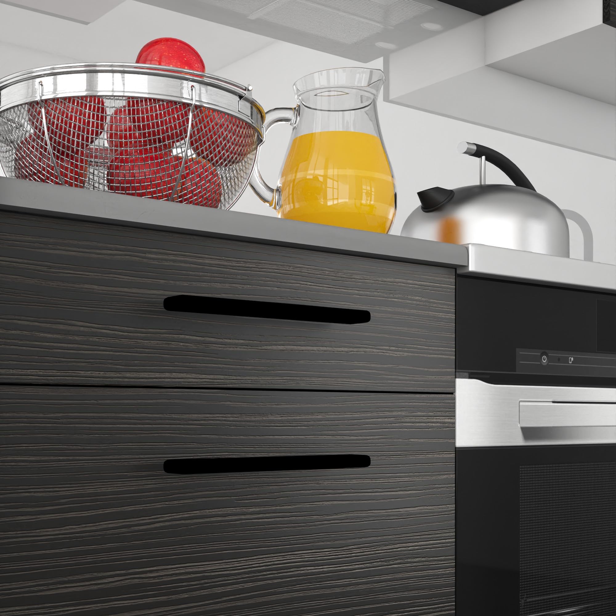Belini Italia 3 Liniowa szafka kuchenna 320cm Heban | ECONATURA DECOR Liniowa szafka kuchenna, szafka, bez sprzętu AGD, z blatem roboczym