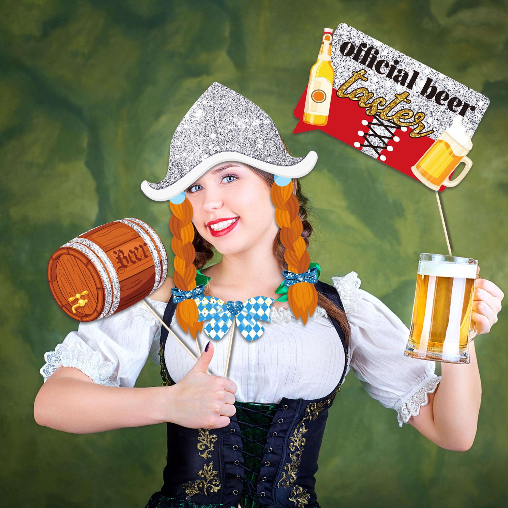 Oktoberfest-Fotoautomaten-Requisiten Set – 25 Teile Mit Stäben | Bier, Wurst, Lederhose & Mehr | Perfekt Für Partys