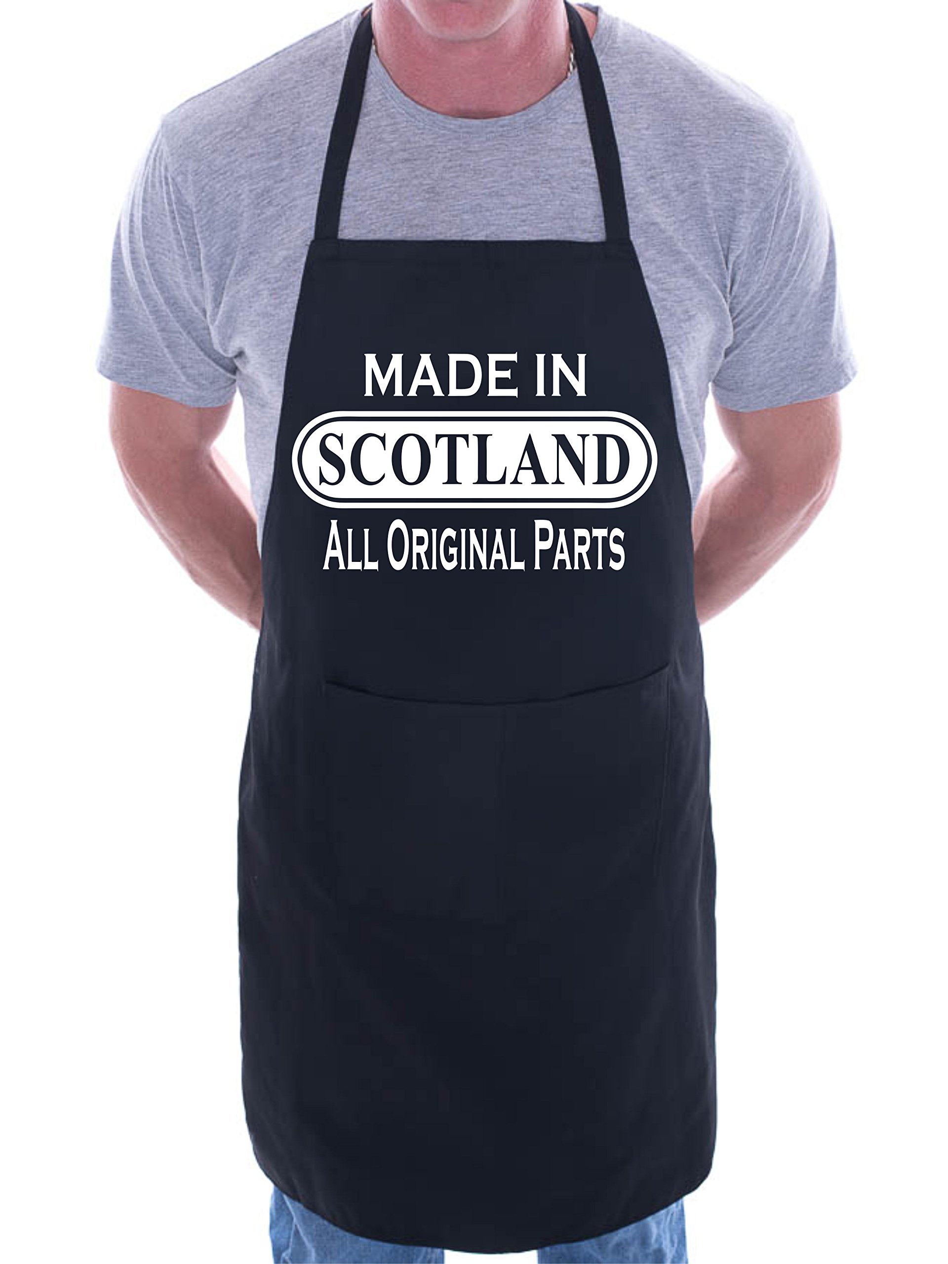 Print4U Made In Scotland Scottish BBQ Cooking Funny Novelty Apron Black