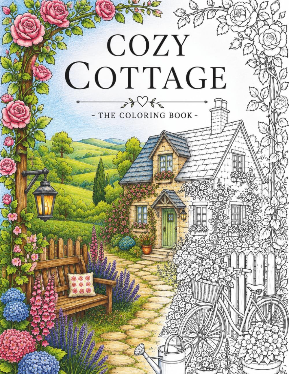 Cozy Cottage - A Coloring Book of Charming Country Homes and Peaceful Rural Retreats: 50 Relaxing Illustrations Featuring Cozy Cottages, Blooming ... of Everyday Escape - Adult Coloring Books)