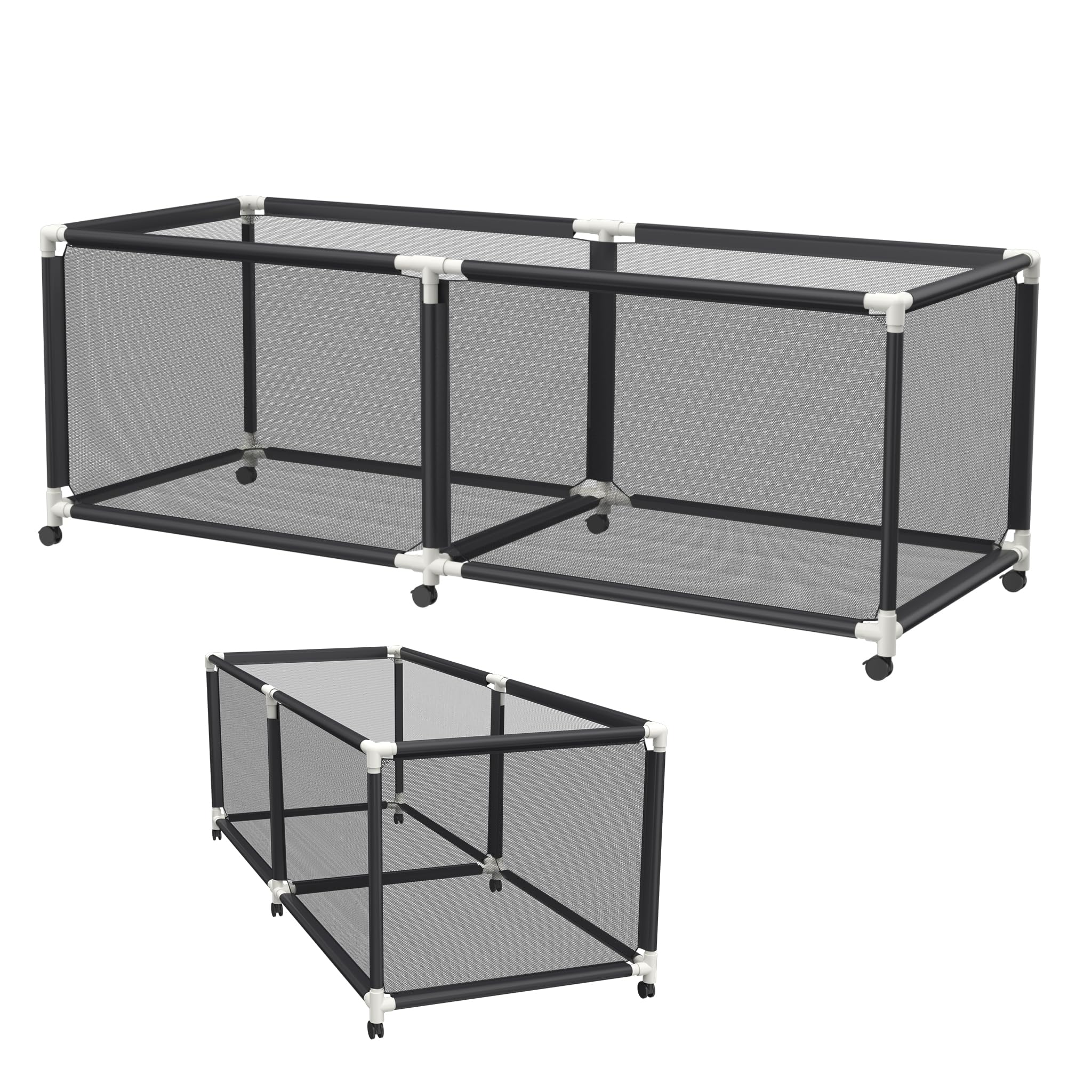 Pool Aufbewahrungsbox mit Rollen, UV-beständiger Pool Aufbewahrungswagen, demontierbarer Organizer für Schwimmausrüstung, Spielzeug, Schwimmringe & Handtücher, einfache Montage, 230x79x88cm