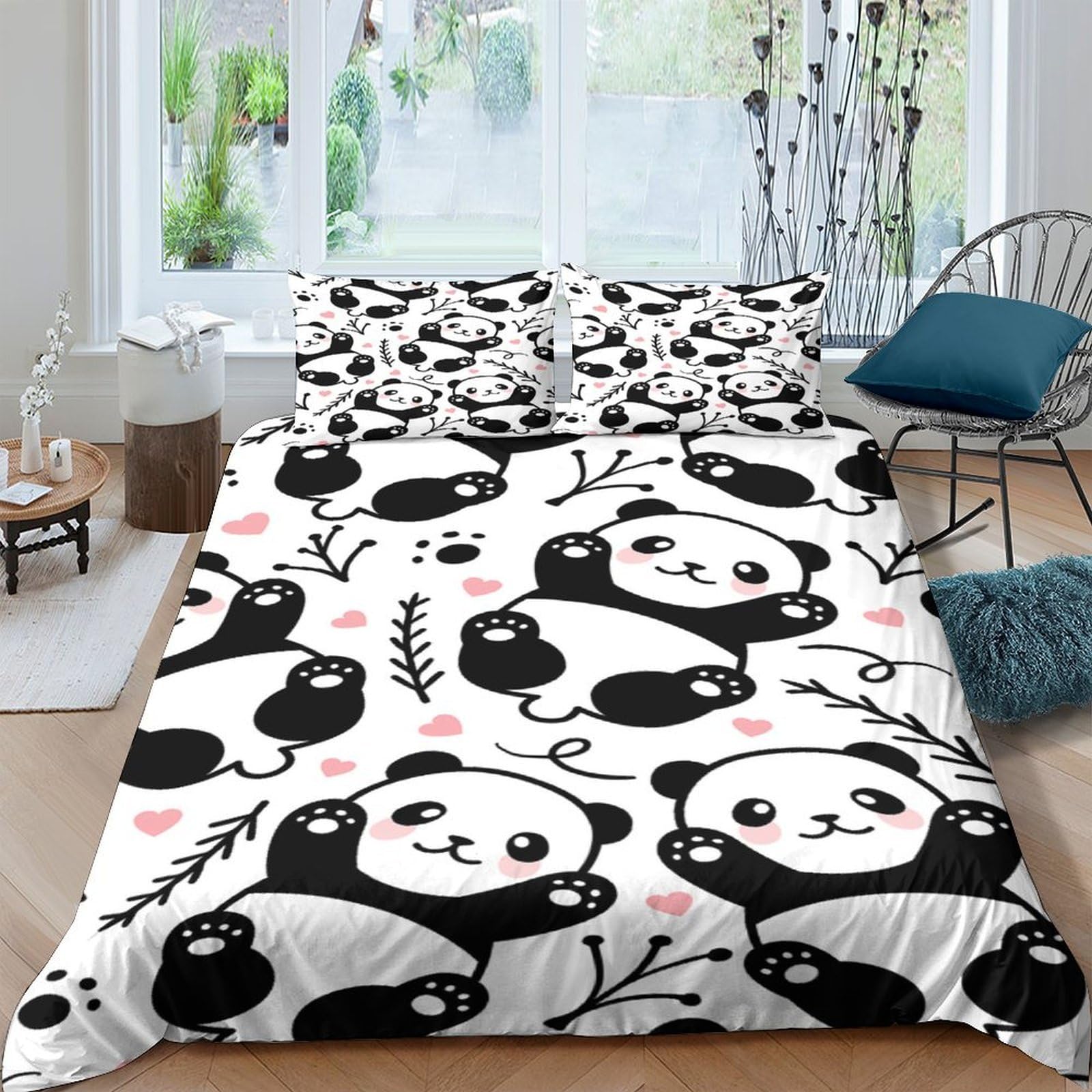 Ctjqhvkz Style-7 3D Printed Cute Panda Fitted Sheet Microfiber Soft Breathable Cartoon Bamboo Bed Cover For Bedroom Guest Room Decor Single（135X200cm）